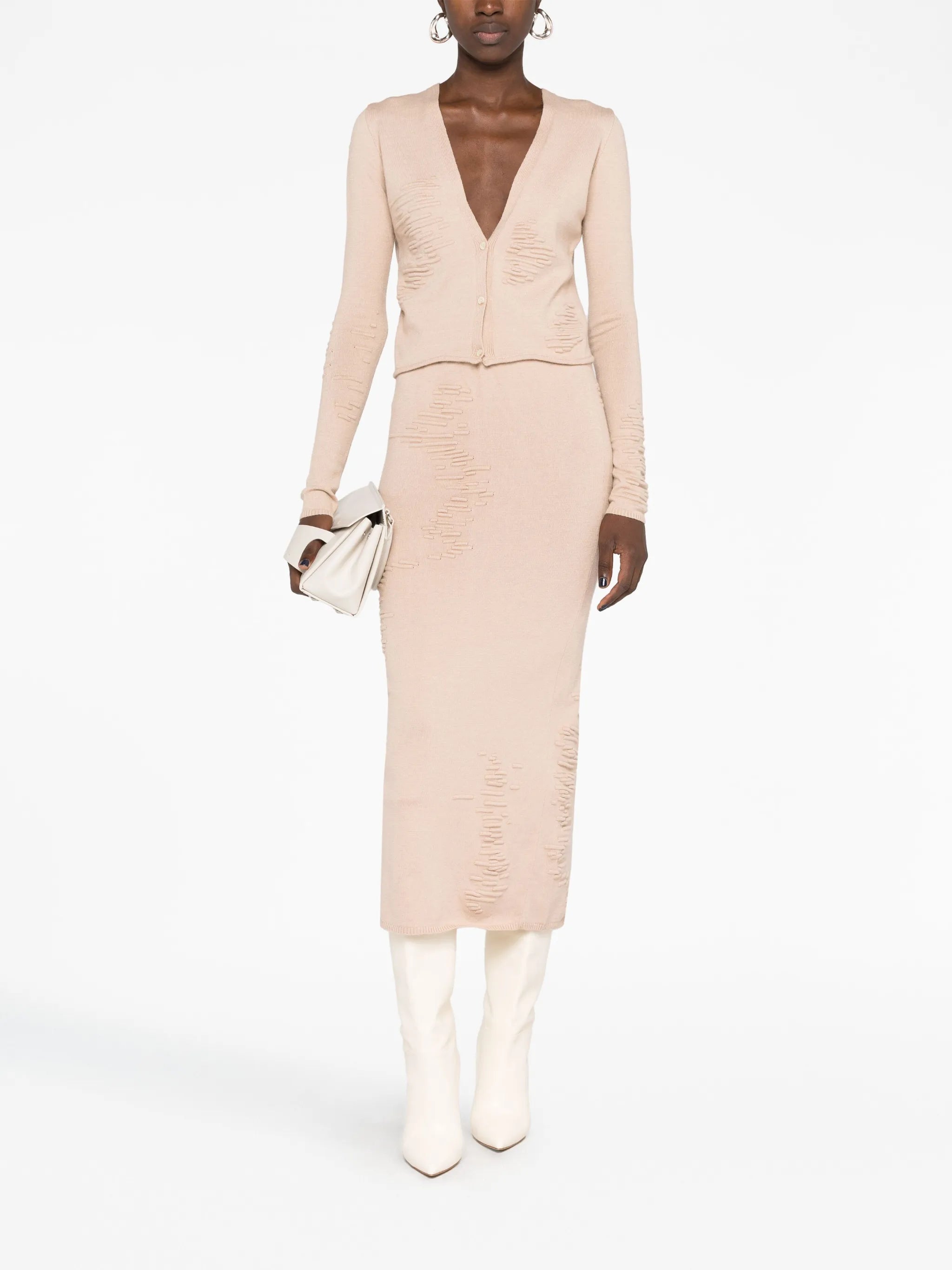 Muscle knitted midi skirt