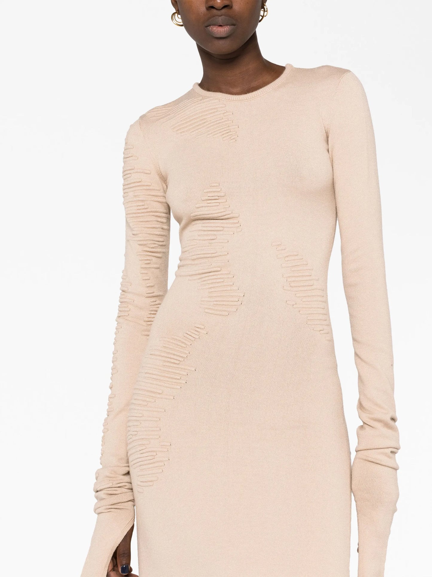 Muscle ribbed-jacquard dress