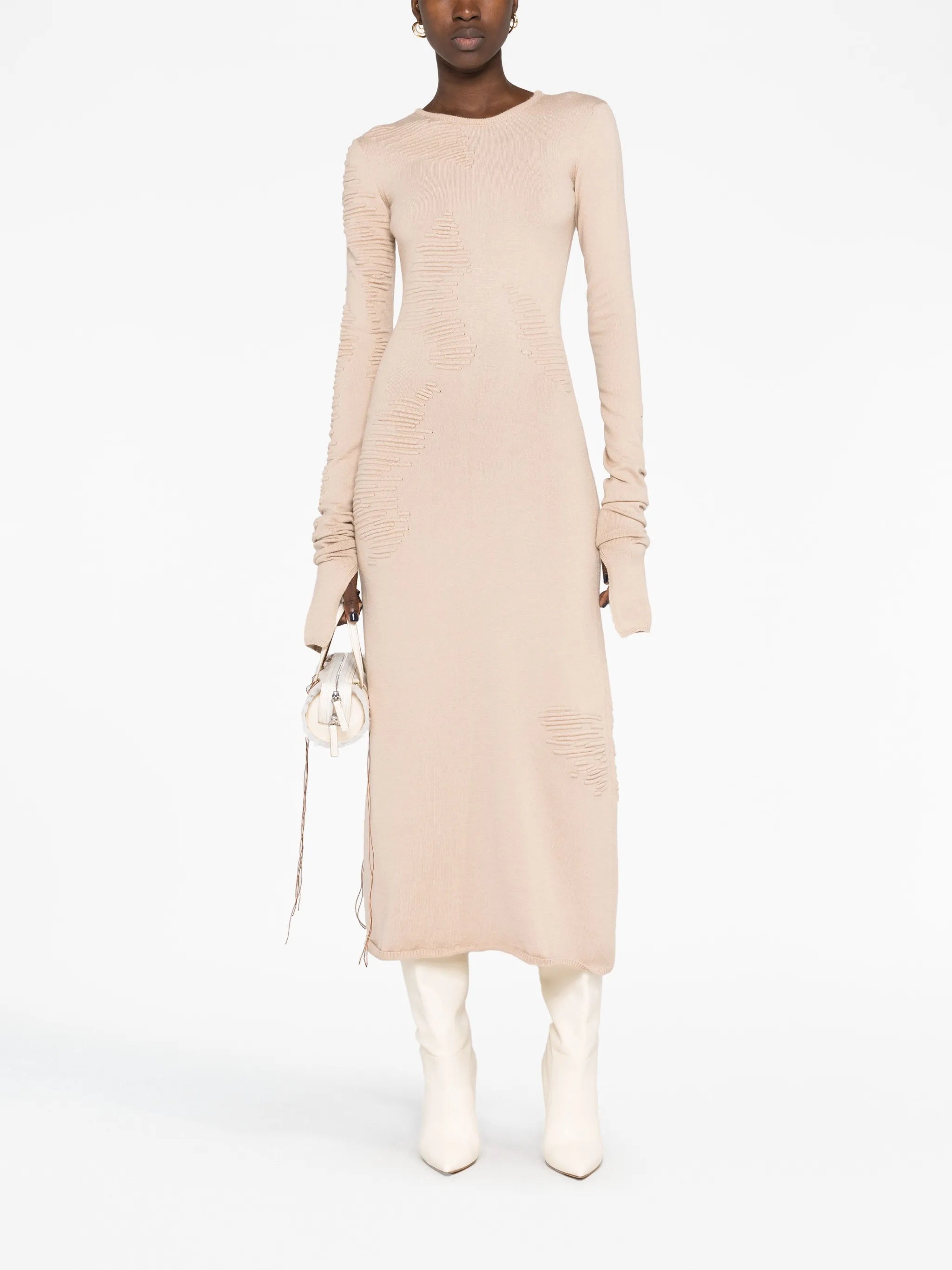 Muscle ribbed-jacquard dress
