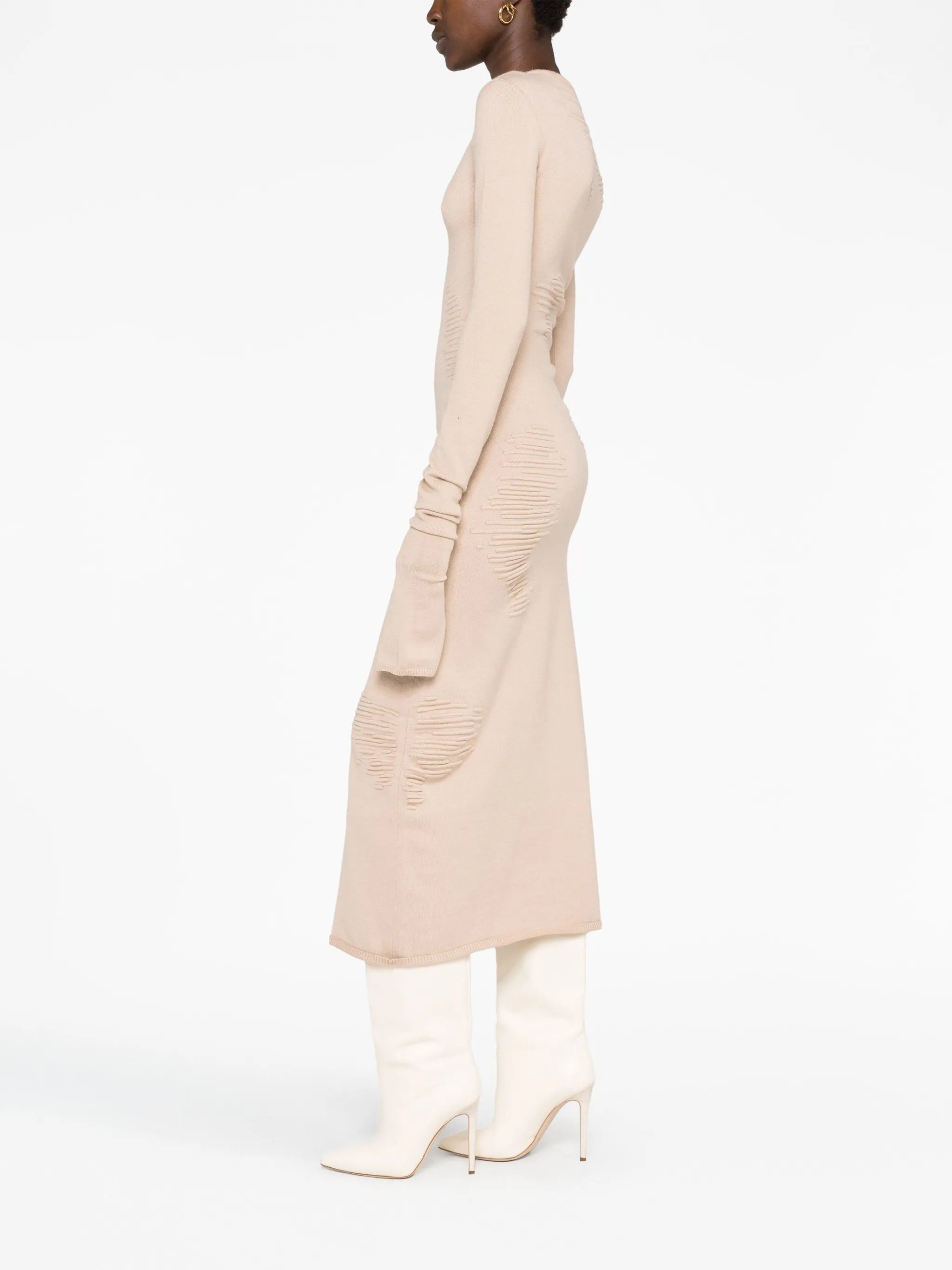 Muscle ribbed-jacquard dress