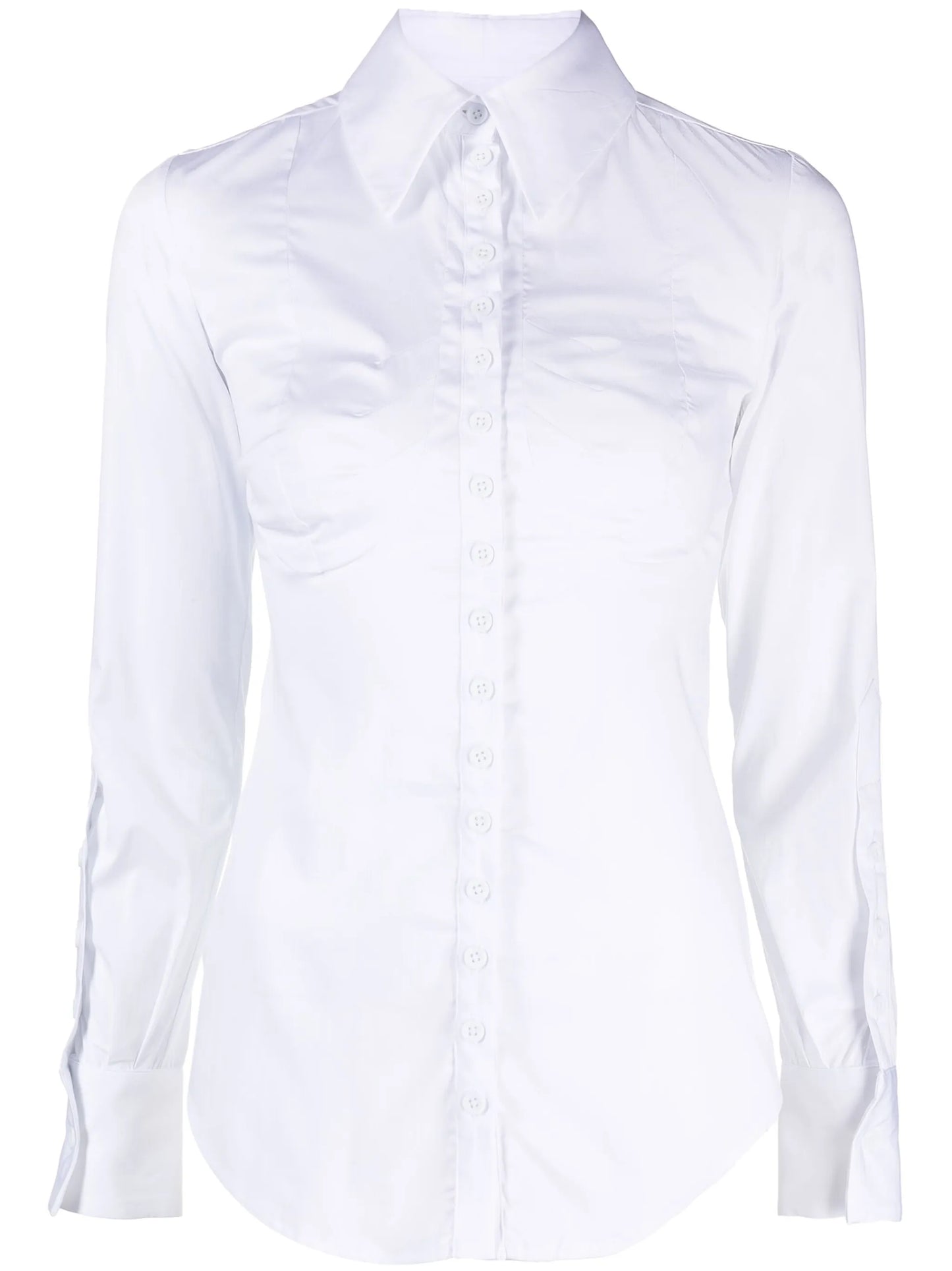long-sleeve fitted cotton shirt