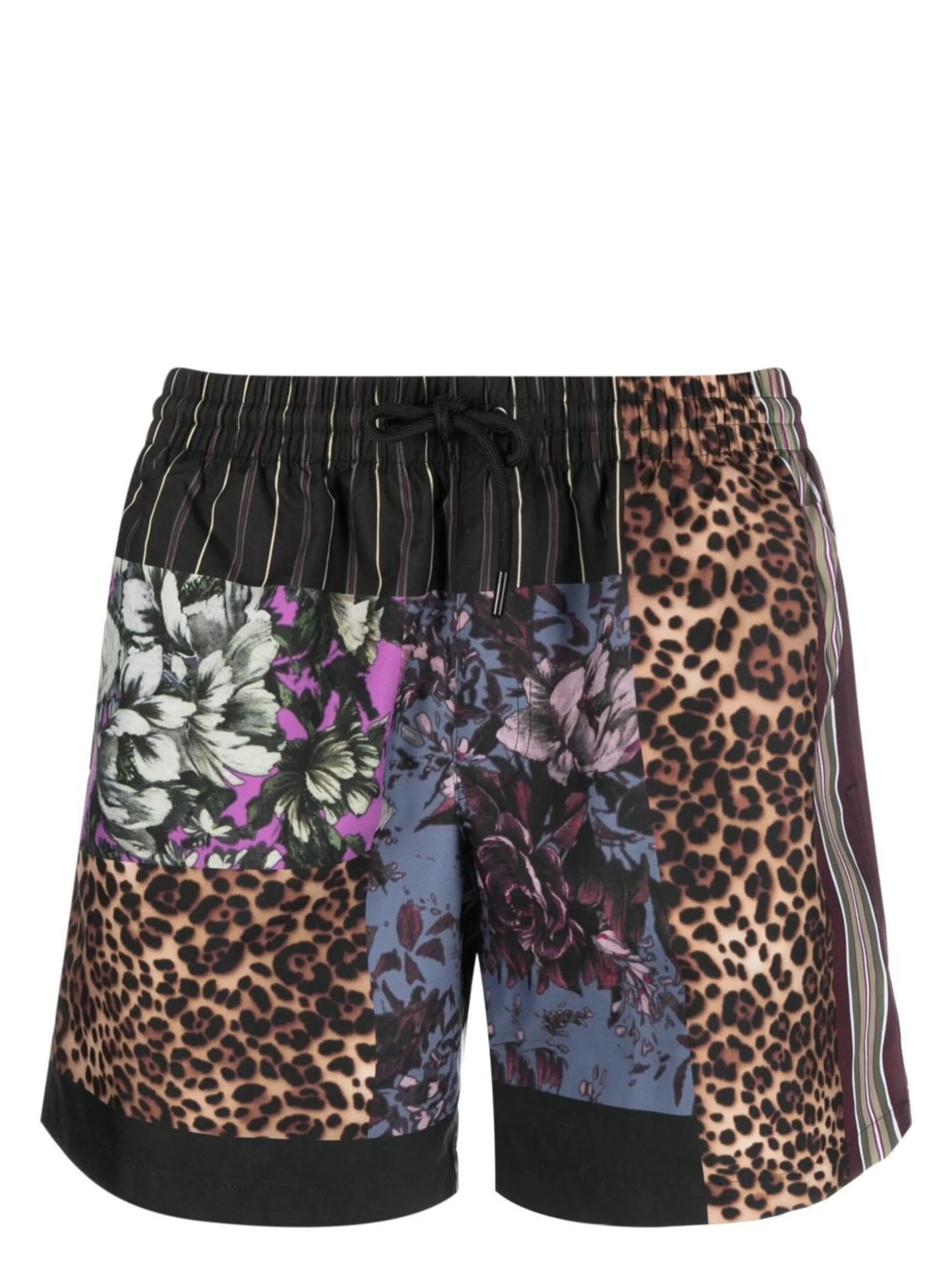 patchwork-print swim shorts