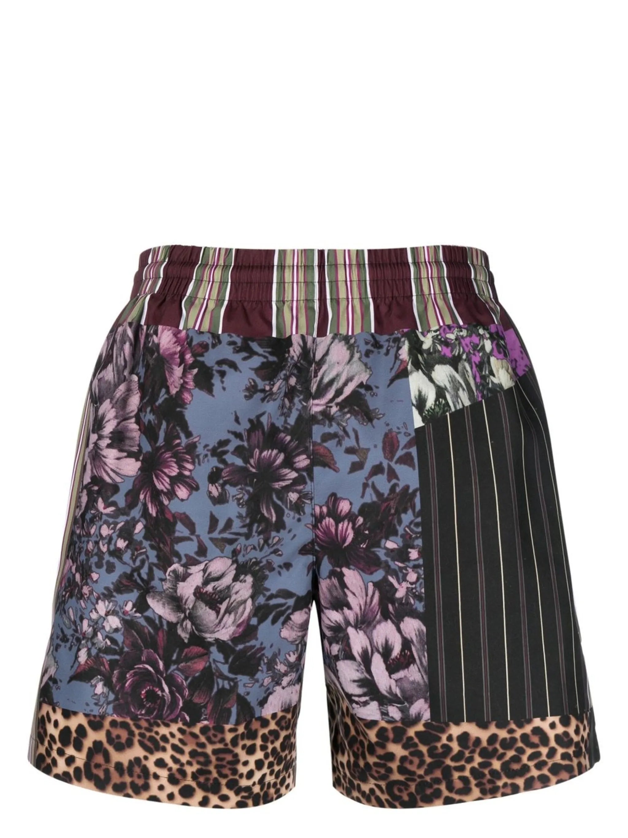 patchwork-print swim shorts