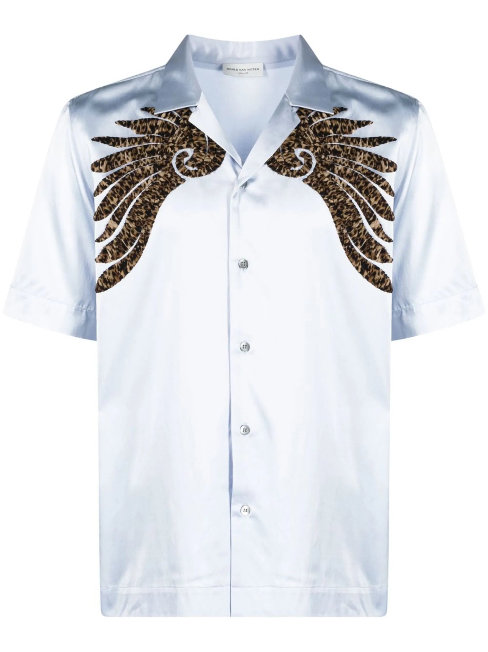 embroidery-appliqué short-sleeved shirt