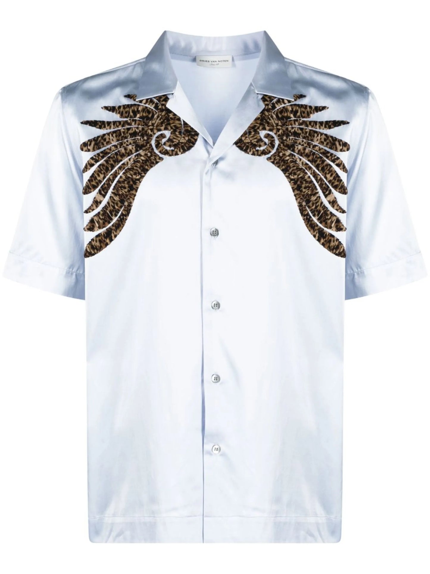 embroidery-appliqué short-sleeved shirt