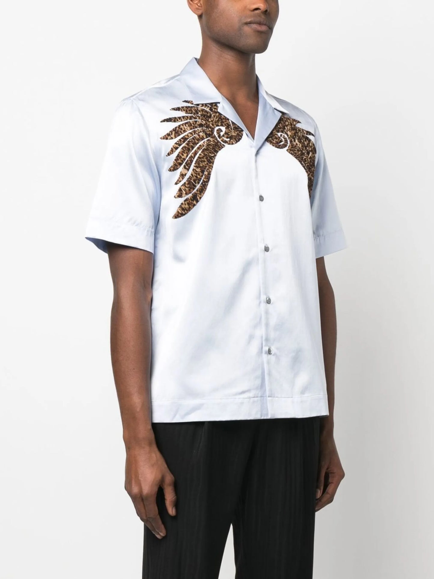 embroidery-appliqué short-sleeved shirt