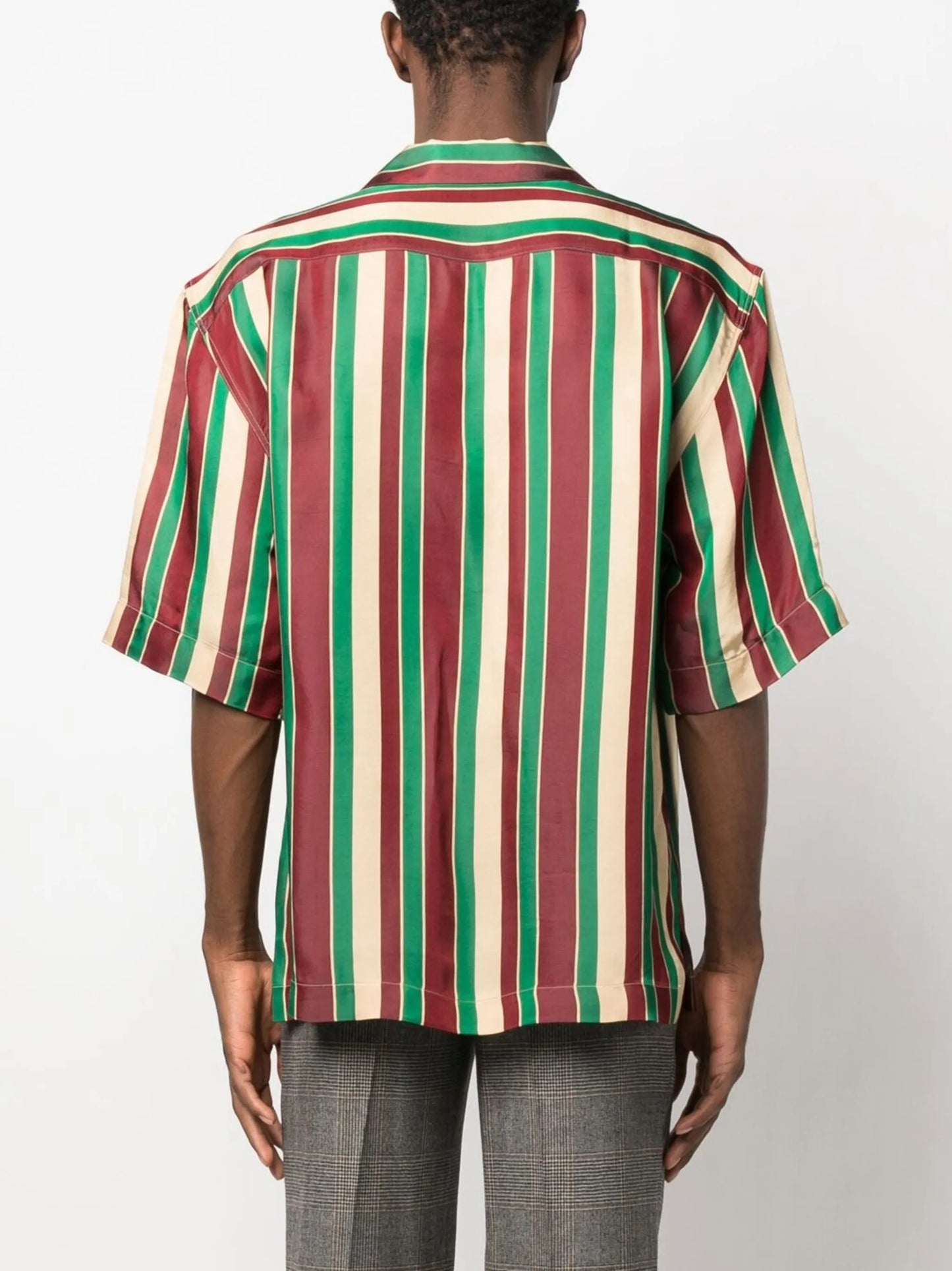 vertical-stripe short-sleeved shirt