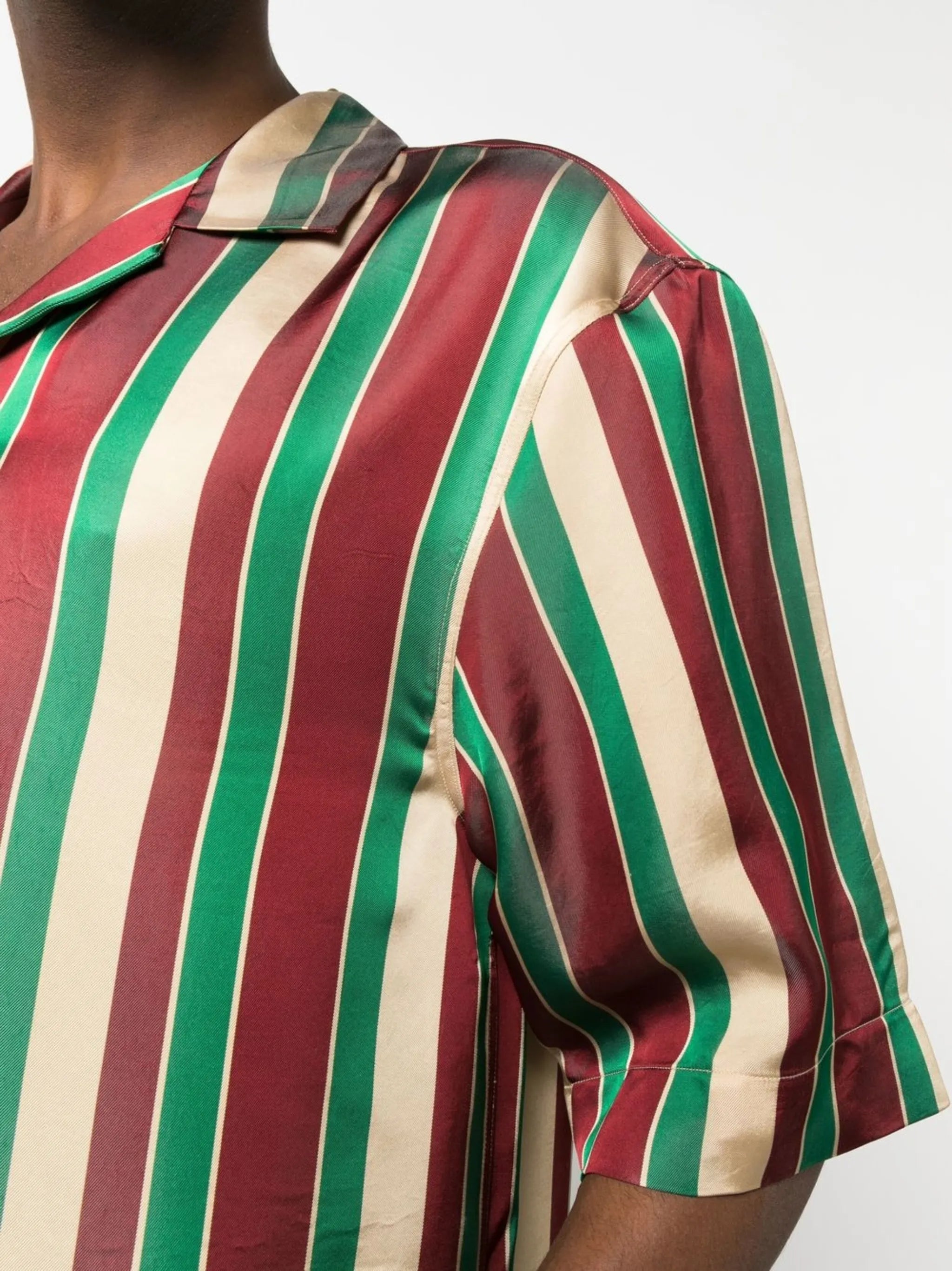 vertical-stripe short-sleeved shirt