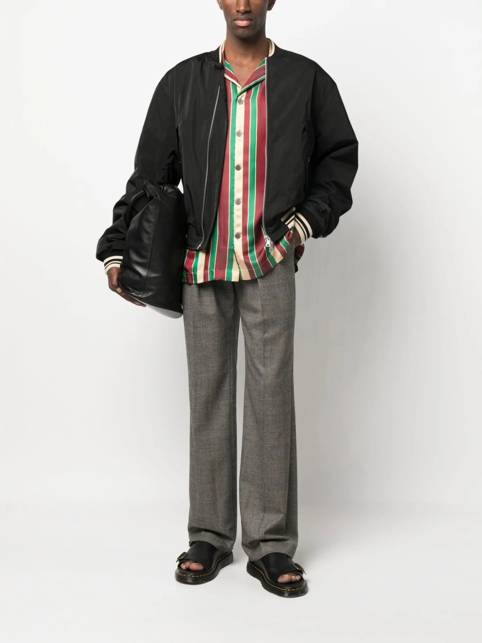 vertical-stripe short-sleeved shirt