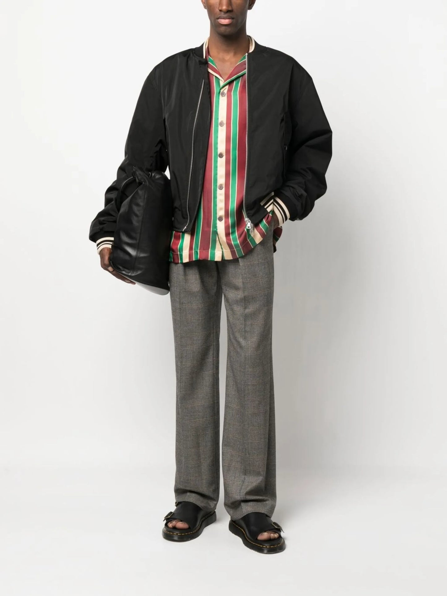 vertical-stripe short-sleeved shirt