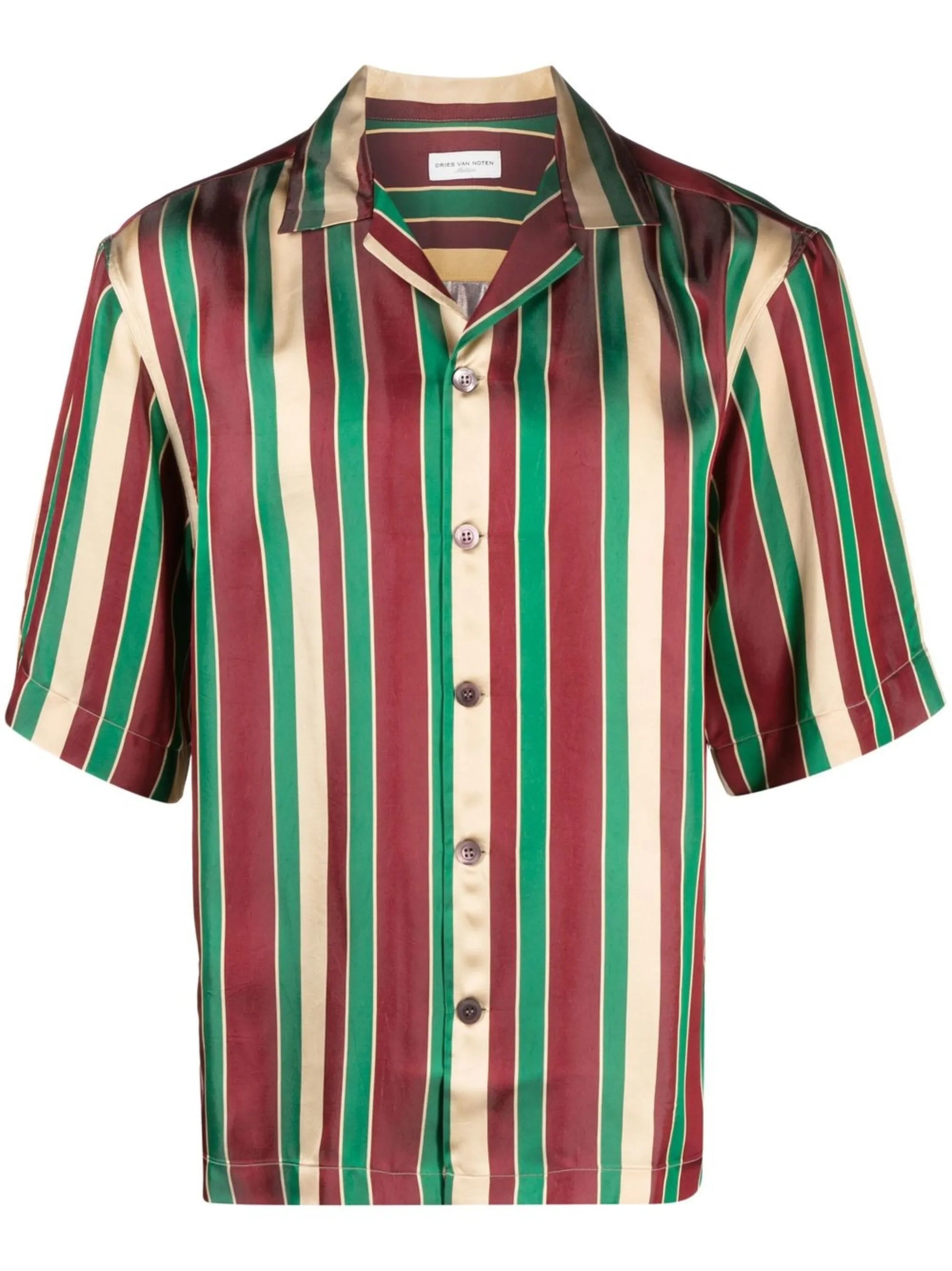 vertical-stripe short-sleeved shirt