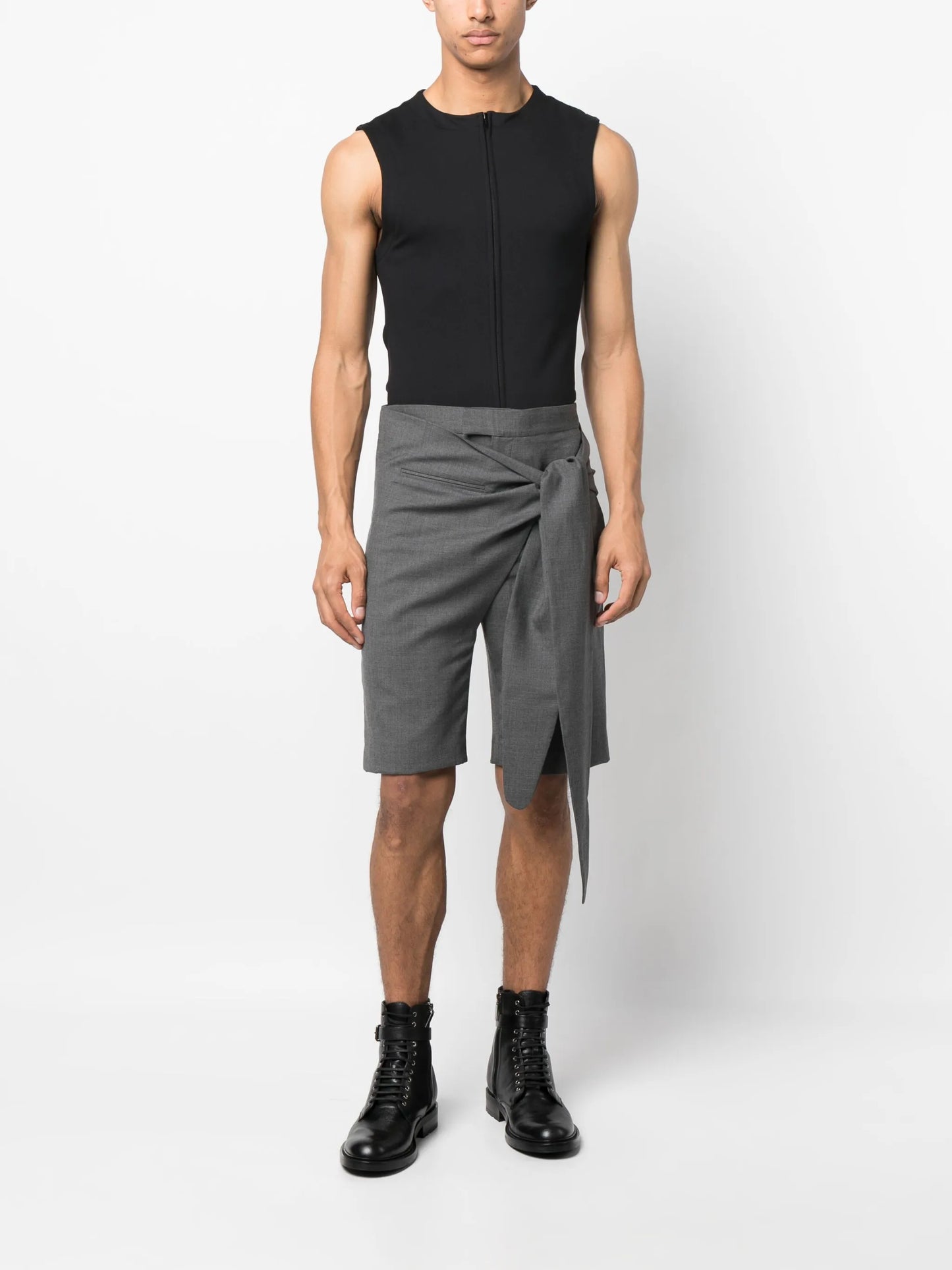 knot-detail wool tailored shorts