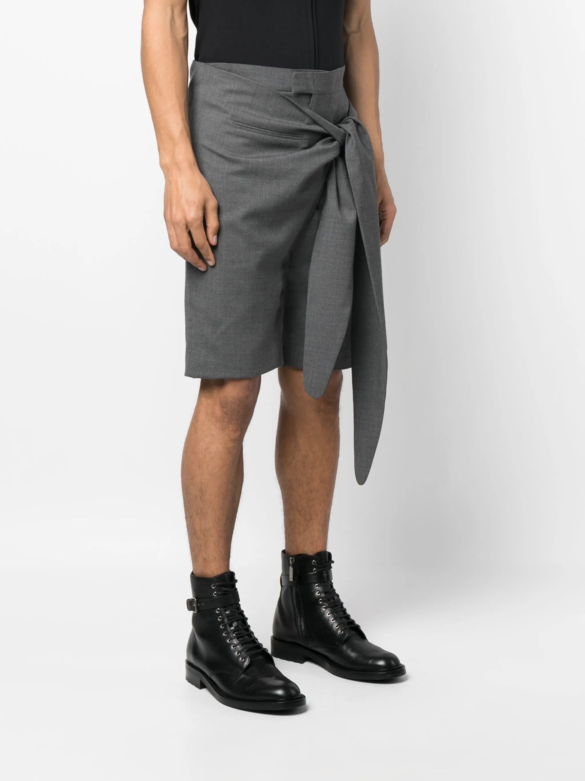 knot-detail wool tailored shorts