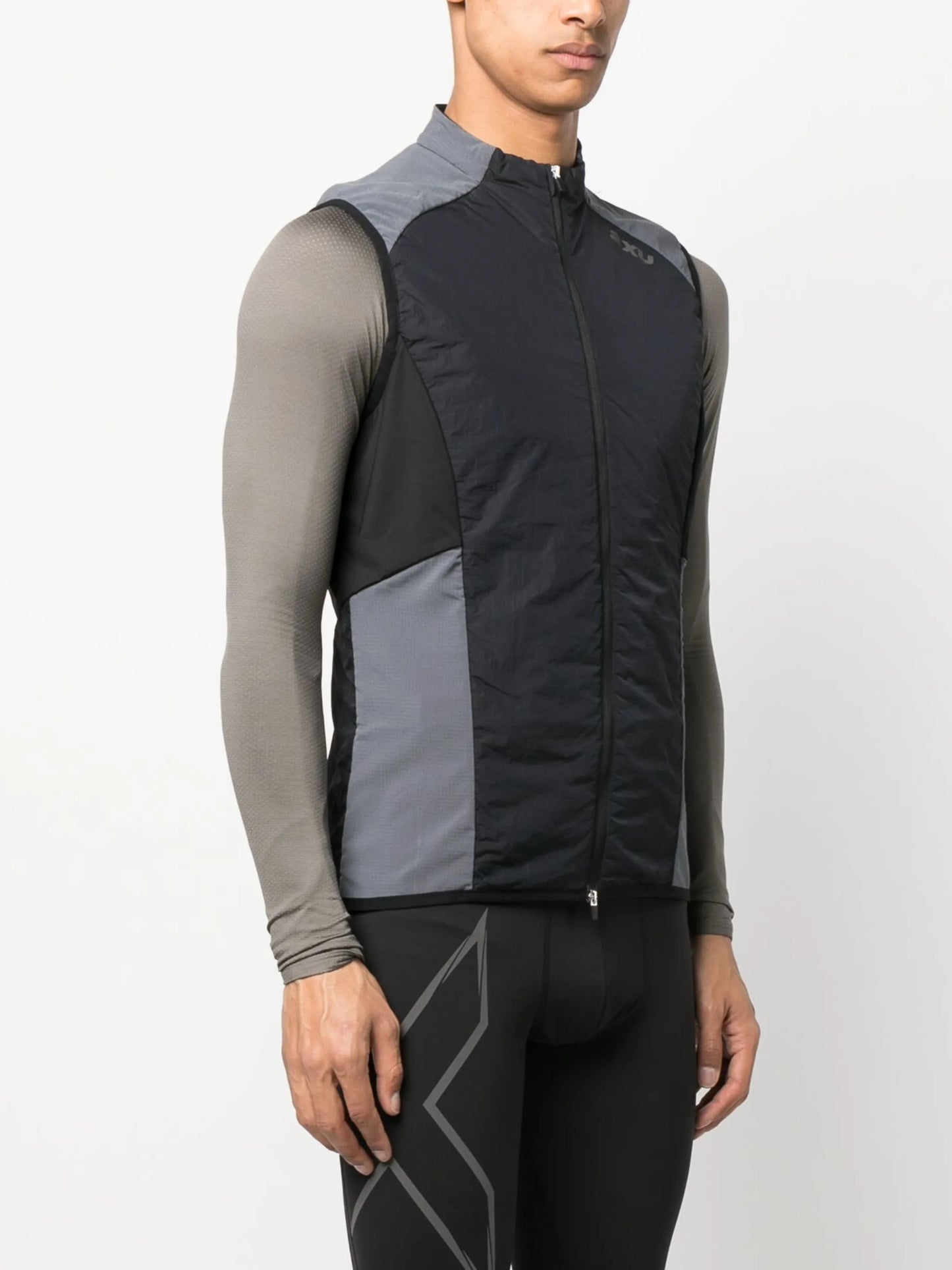 high-neck zip-up vest