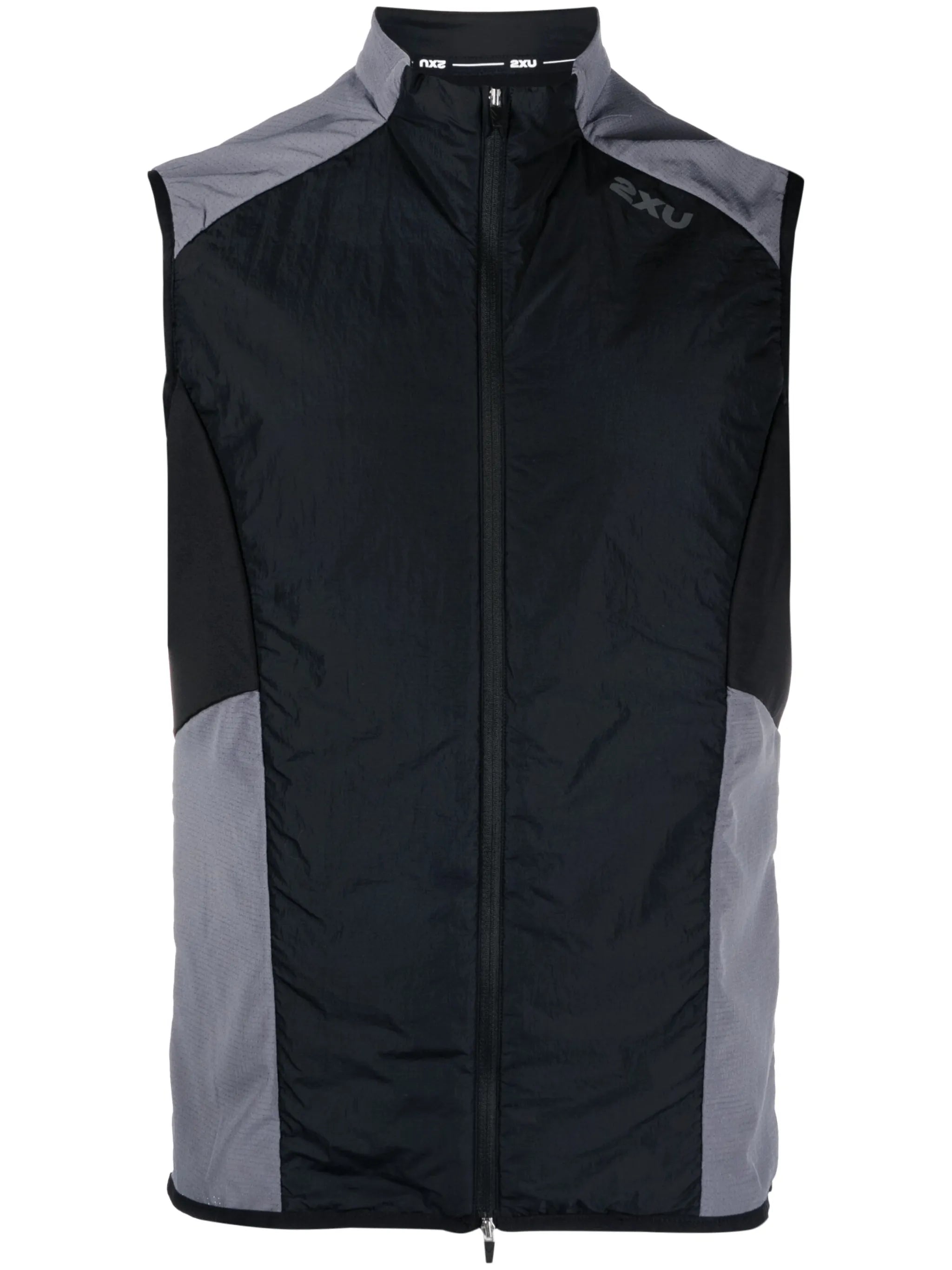 high-neck zip-up vest