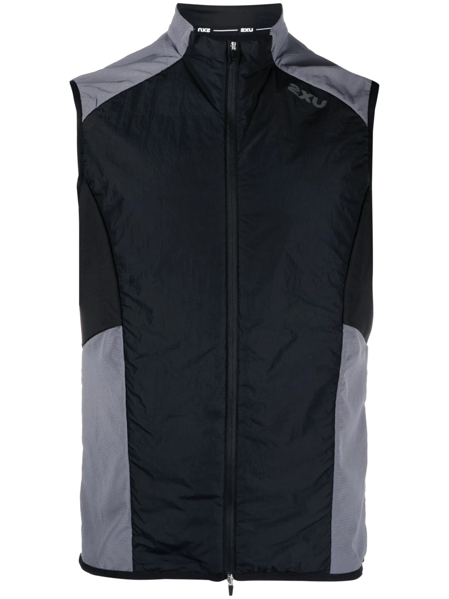 high-neck zip-up vest