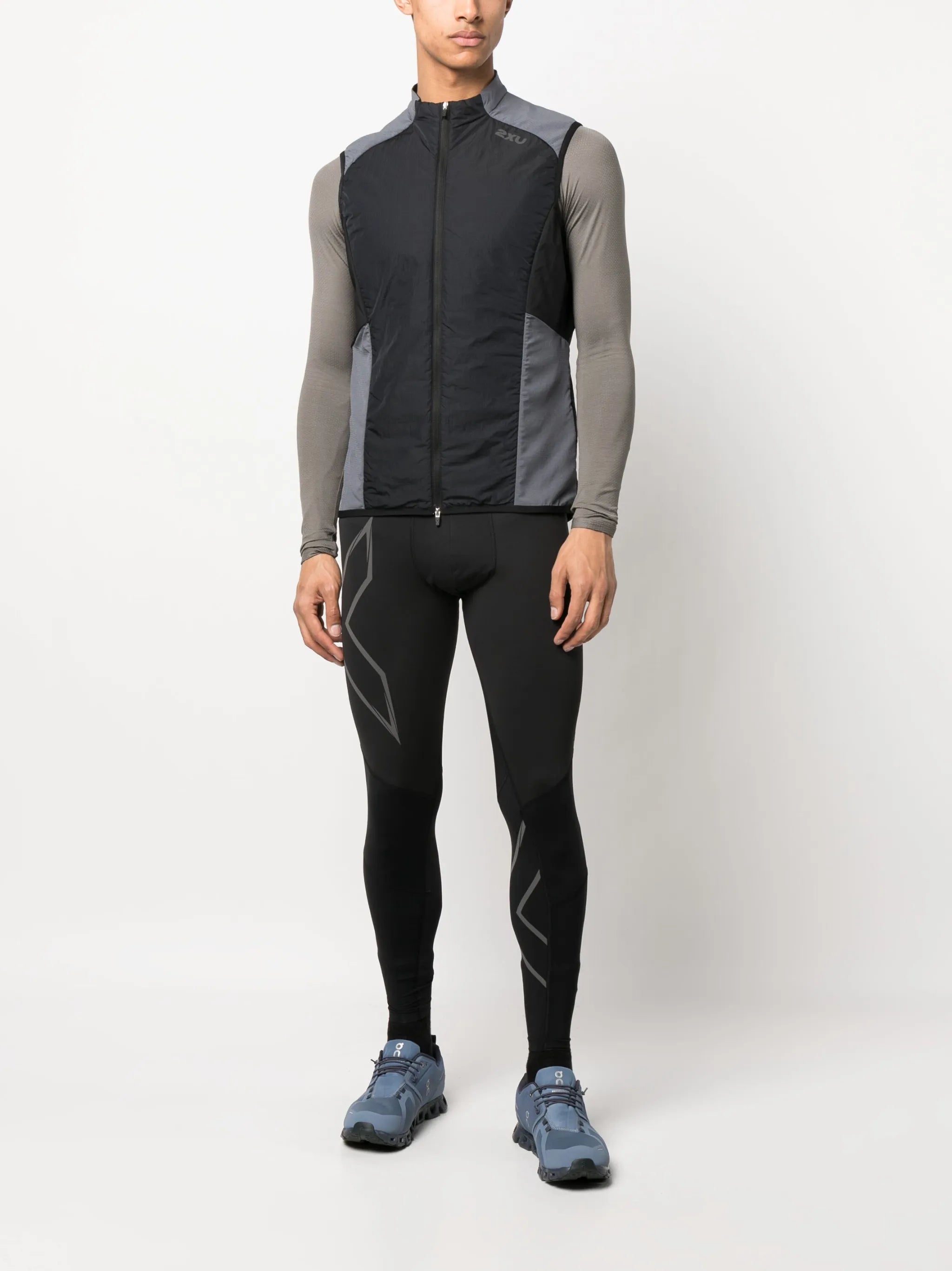 high-neck zip-up vest