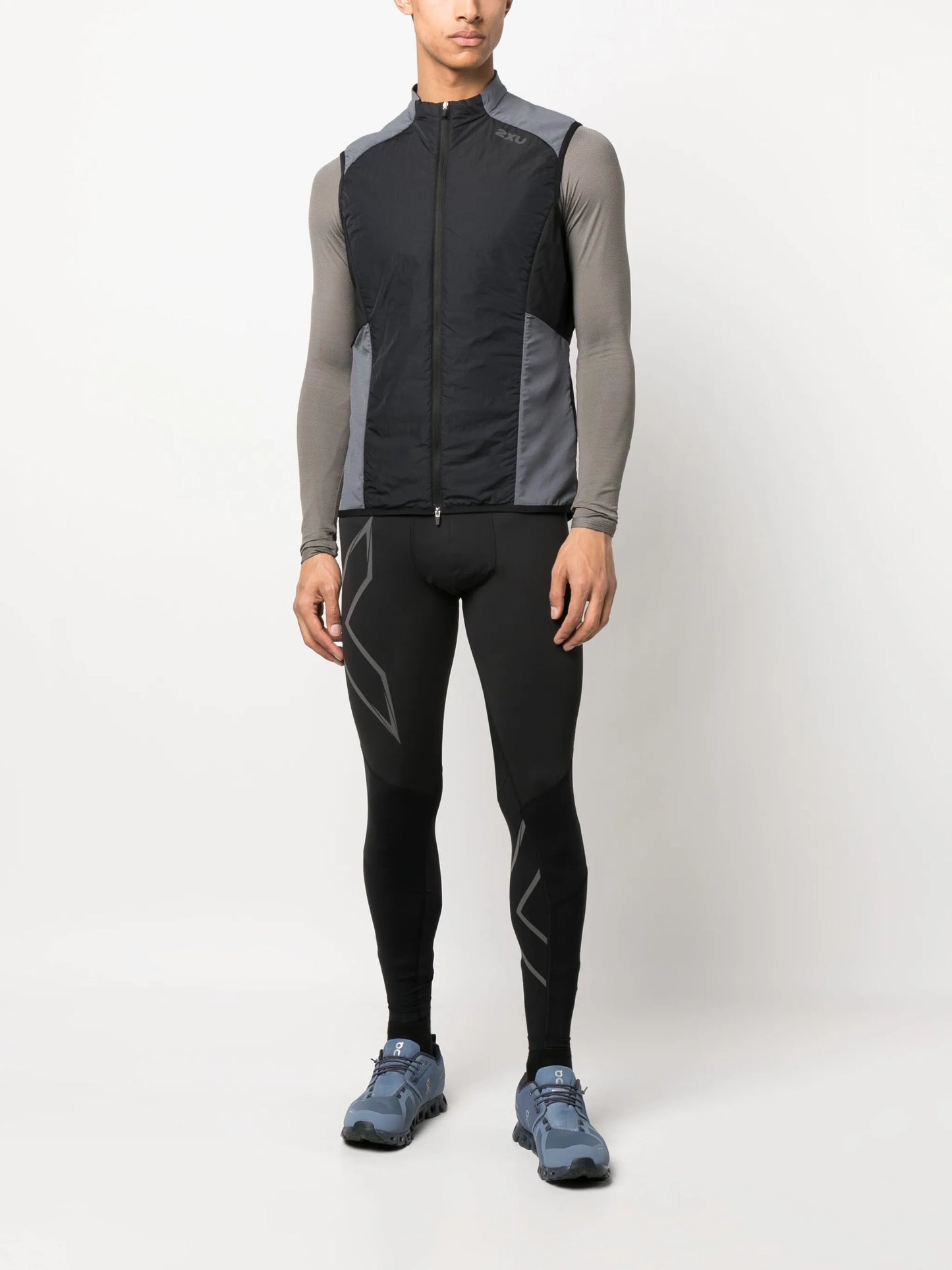 high-neck zip-up vest