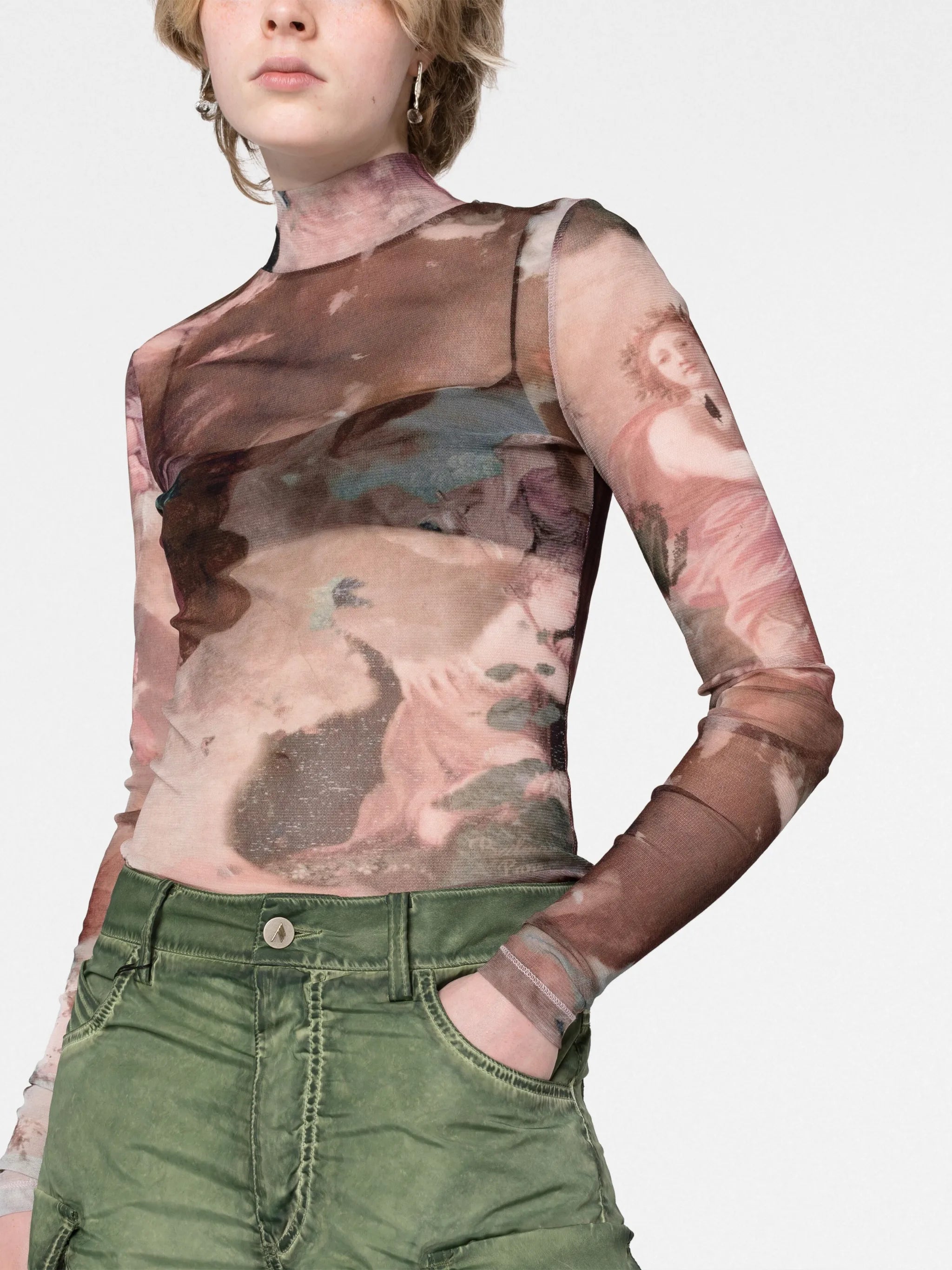 Sky-print tulle top