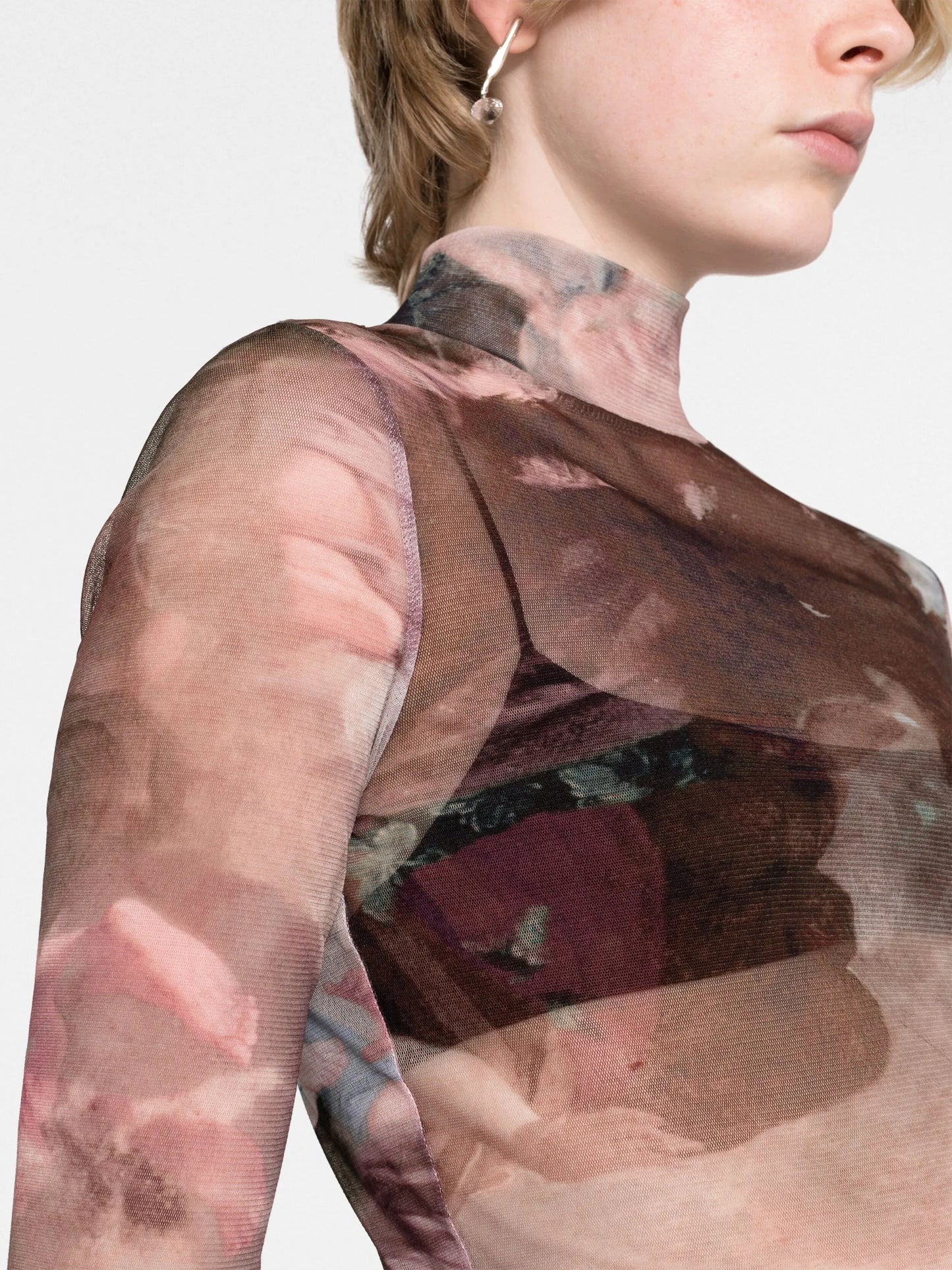 Sky-print tulle top