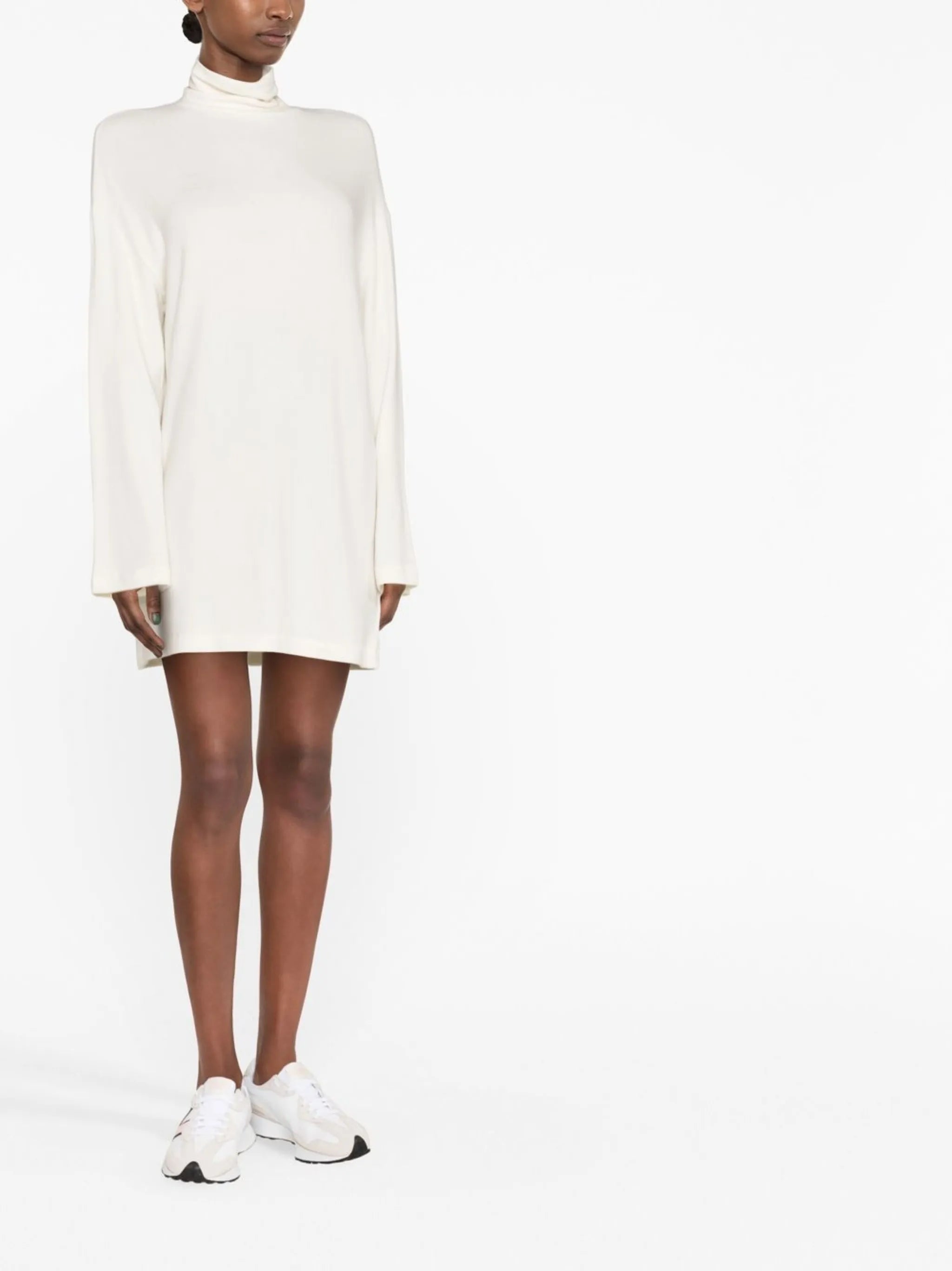 high neck long-sleeved dress