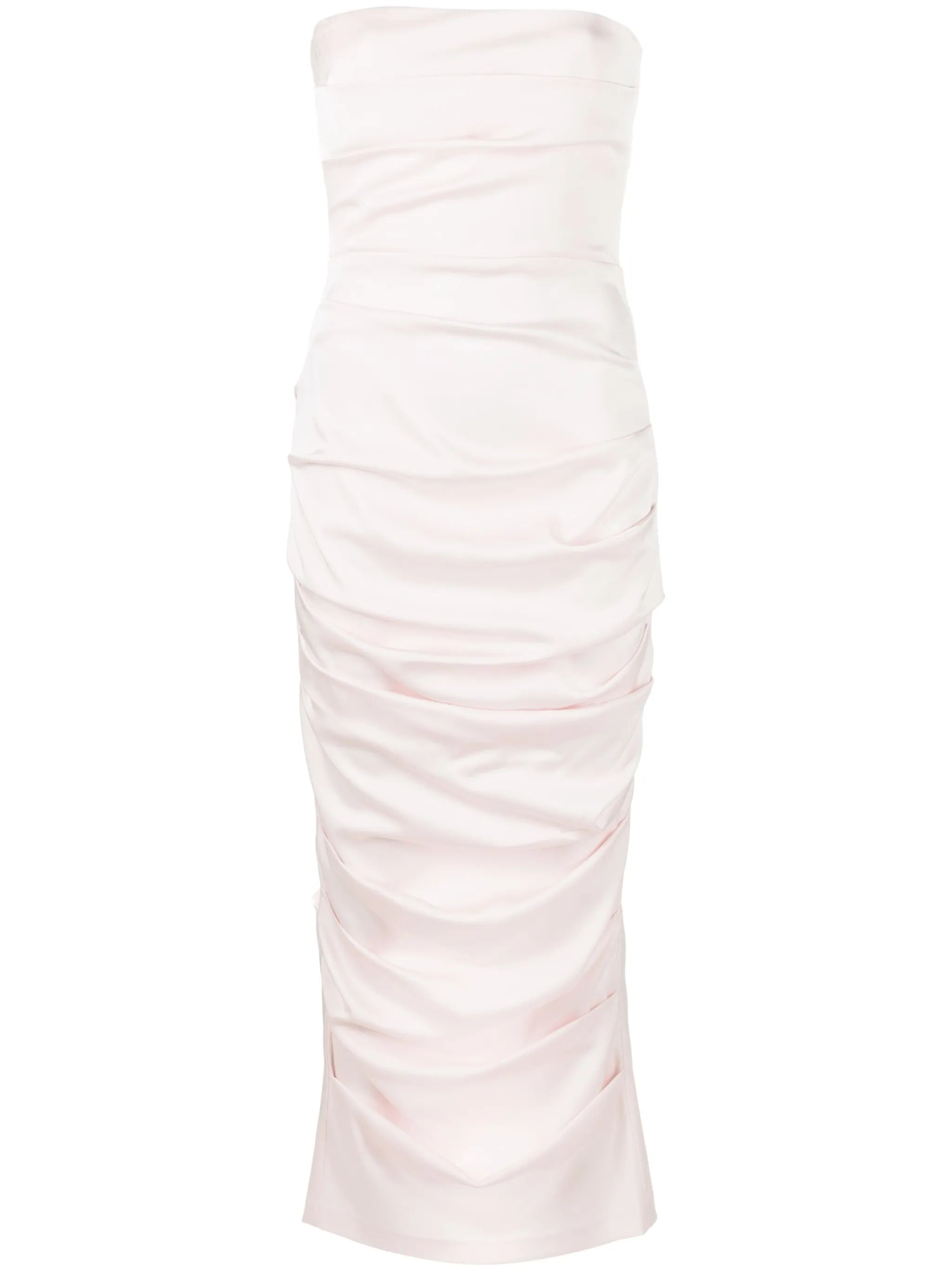 Ace pleated strapless midi dress