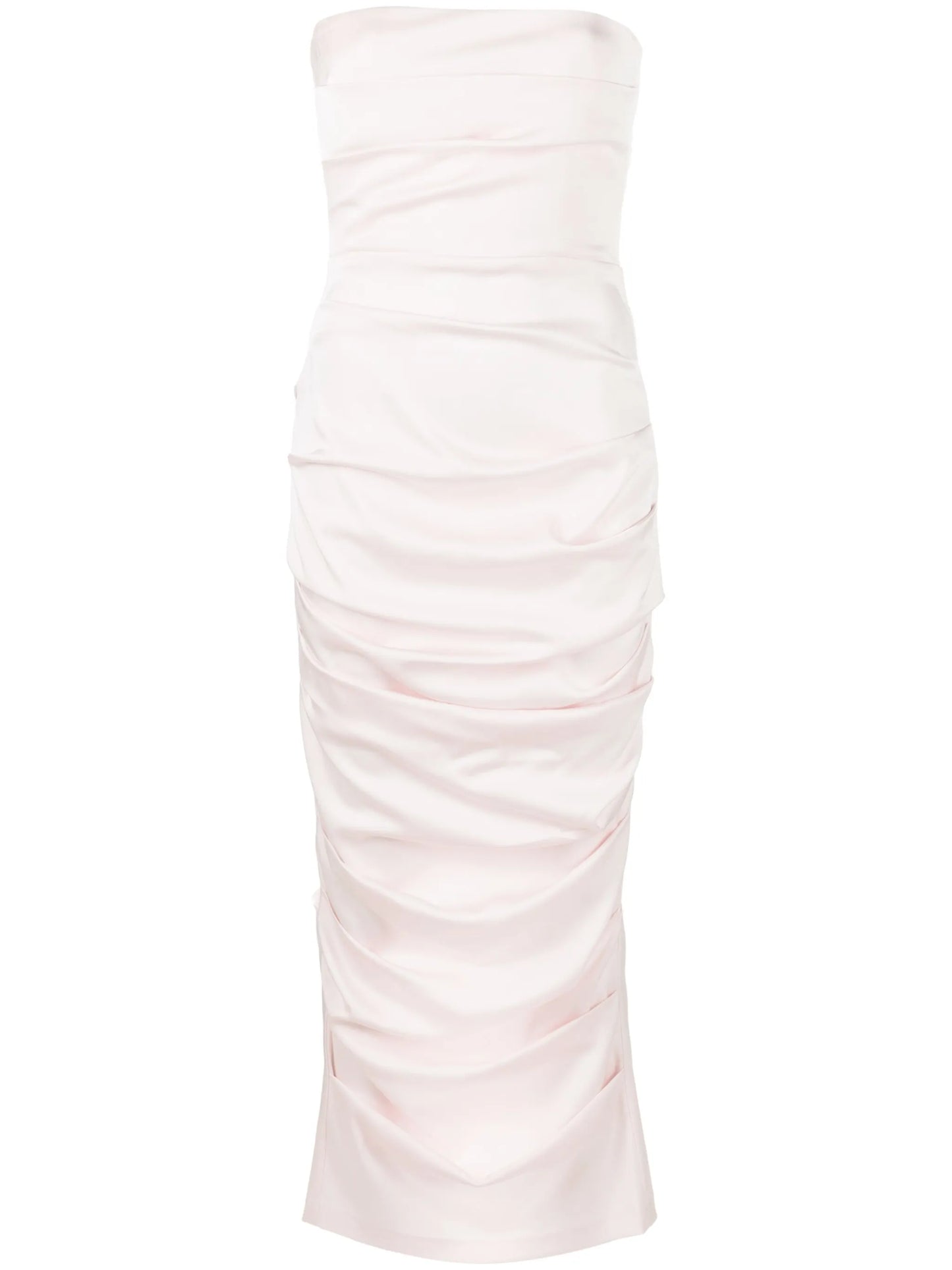Ace pleated strapless midi dress