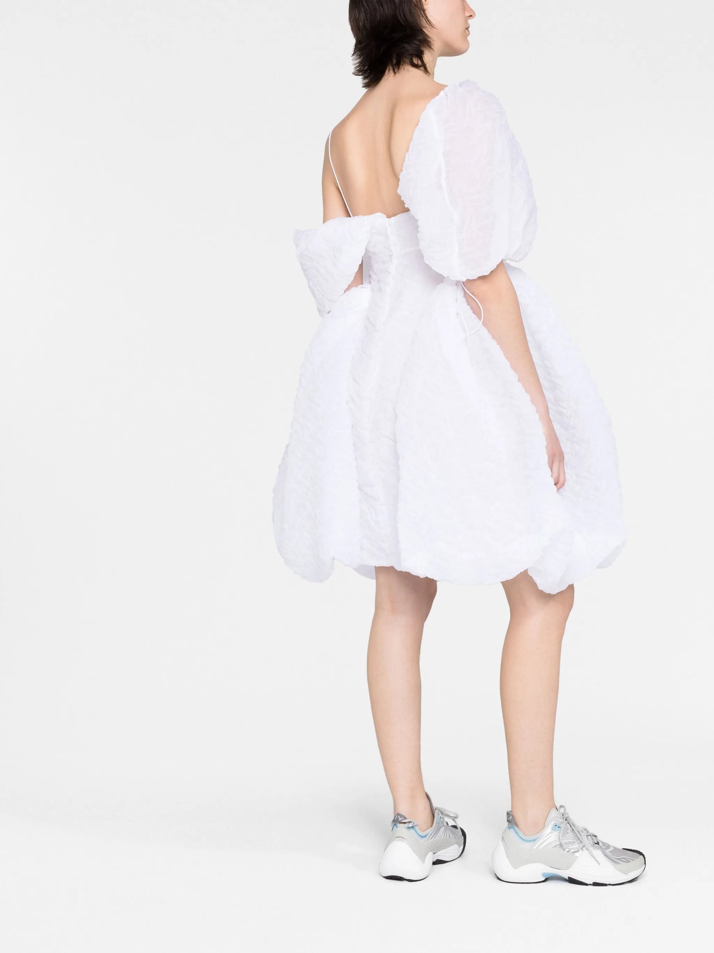 Snow one-shoulder minidress