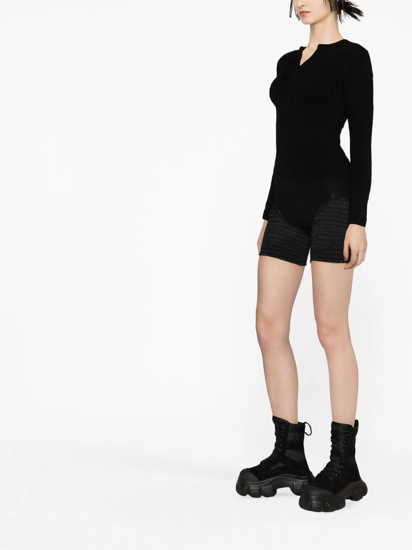 shirred-panel shorts
