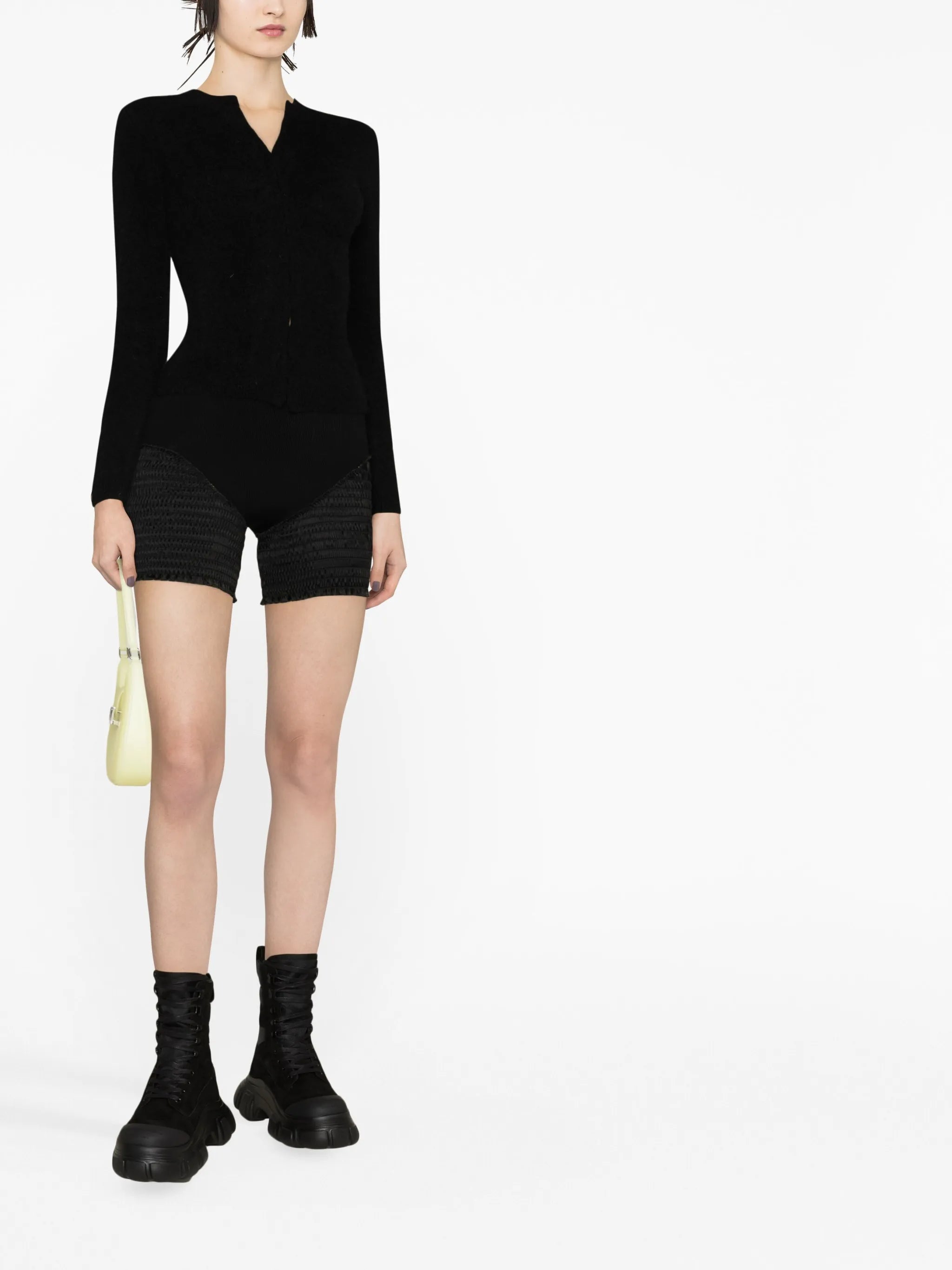 shirred-panel shorts
