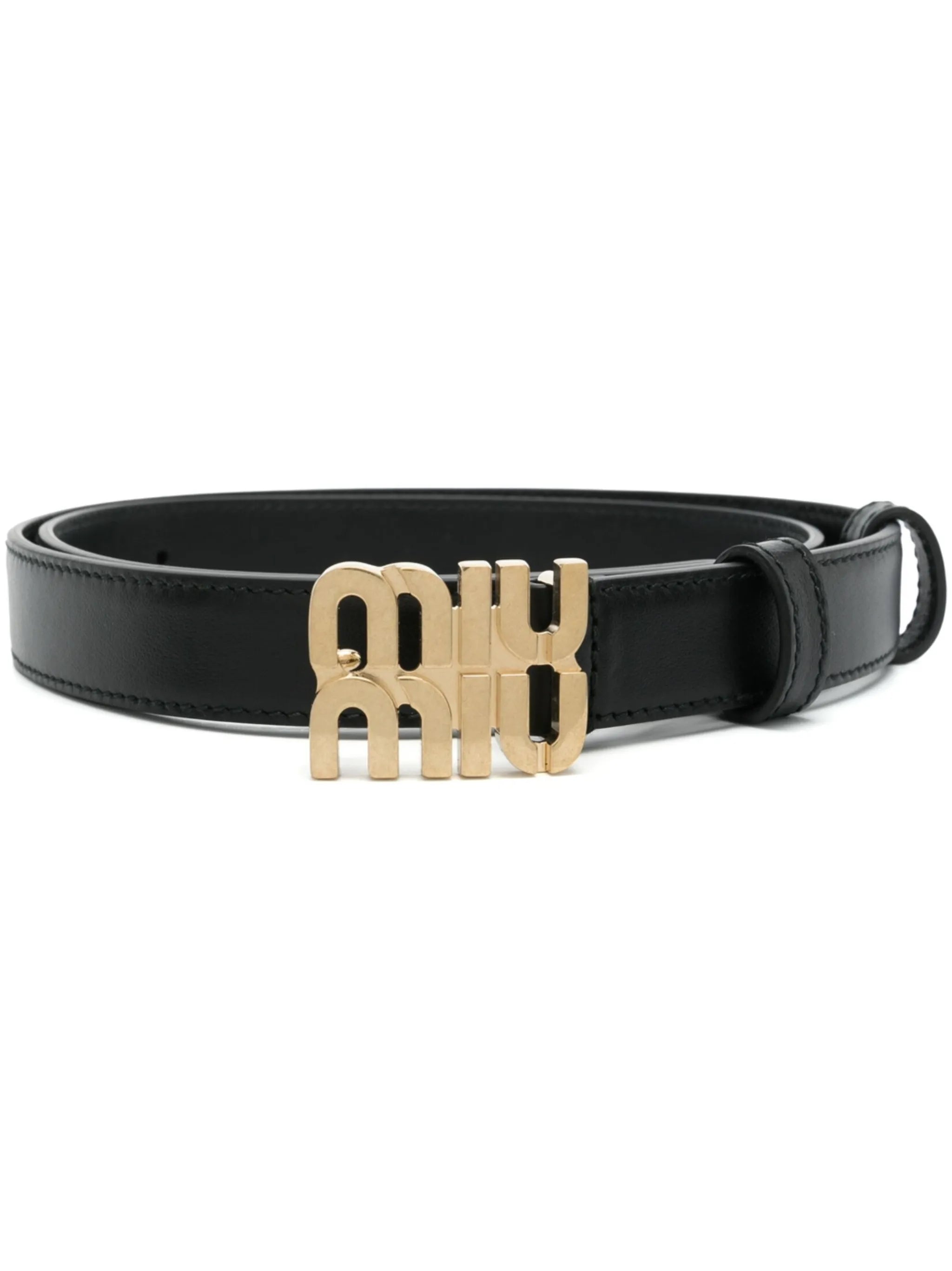 logo-buckle leather belt