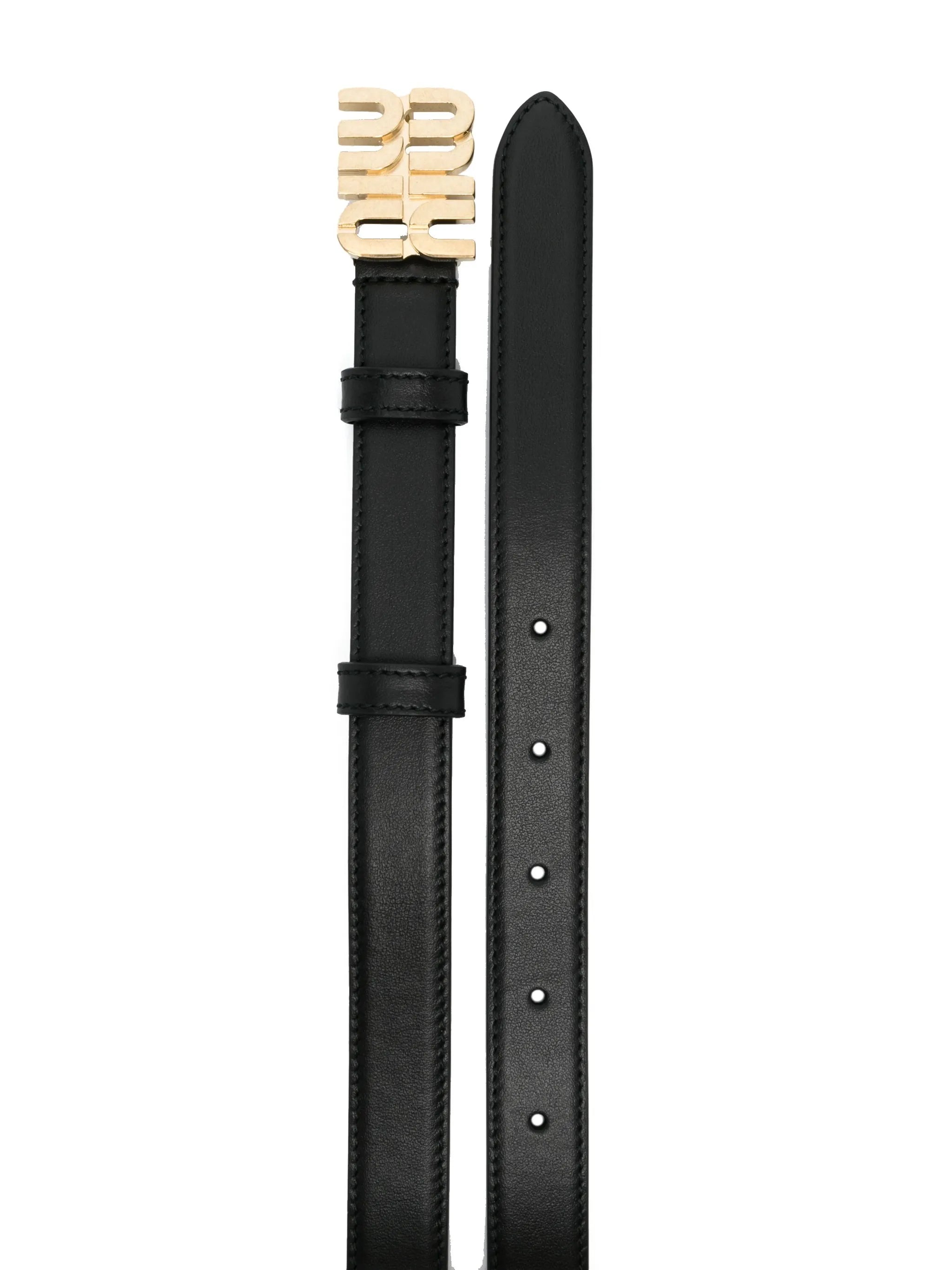 logo-buckle leather belt