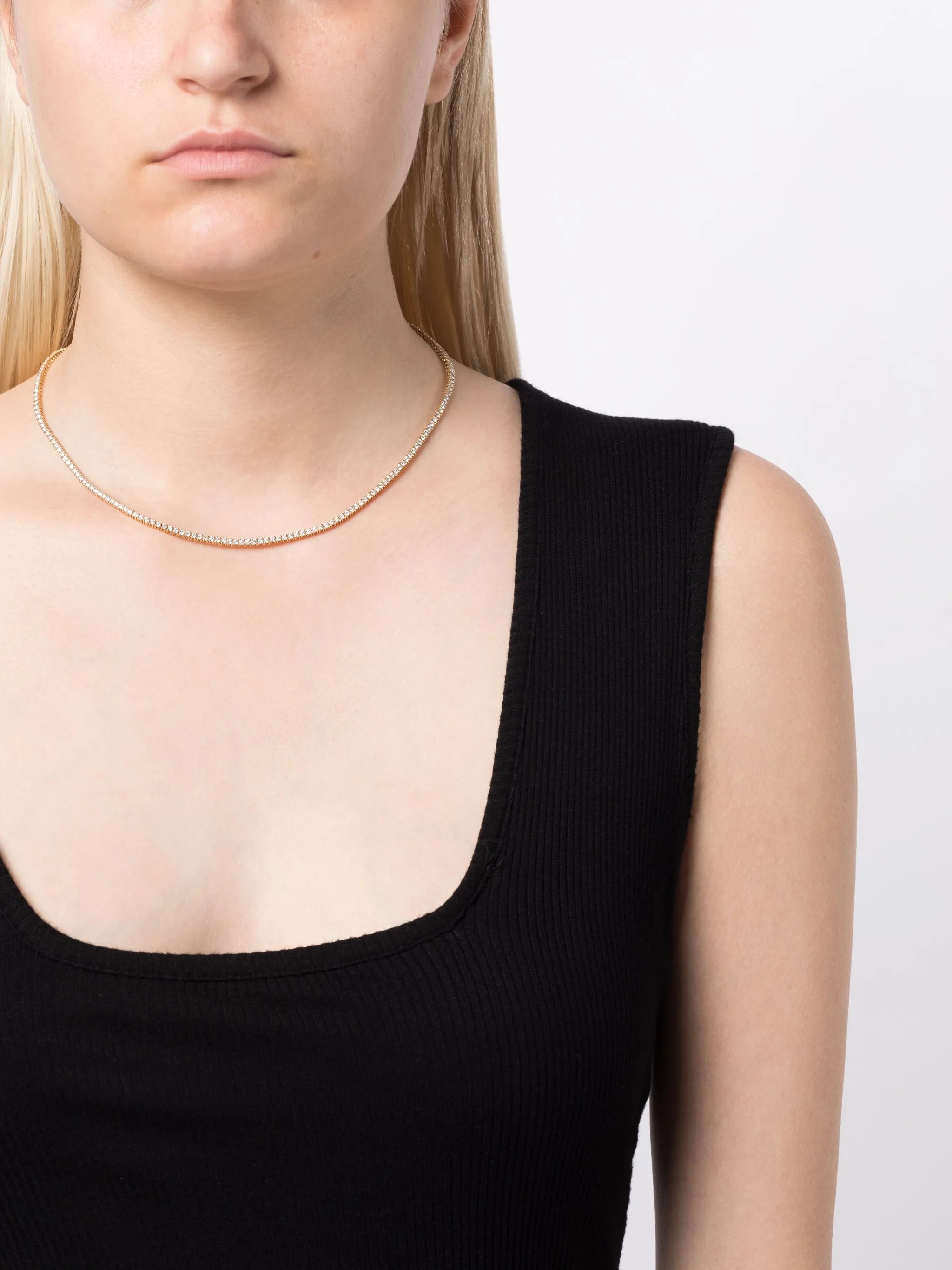 14kt yellow gold diamond tennis necklace