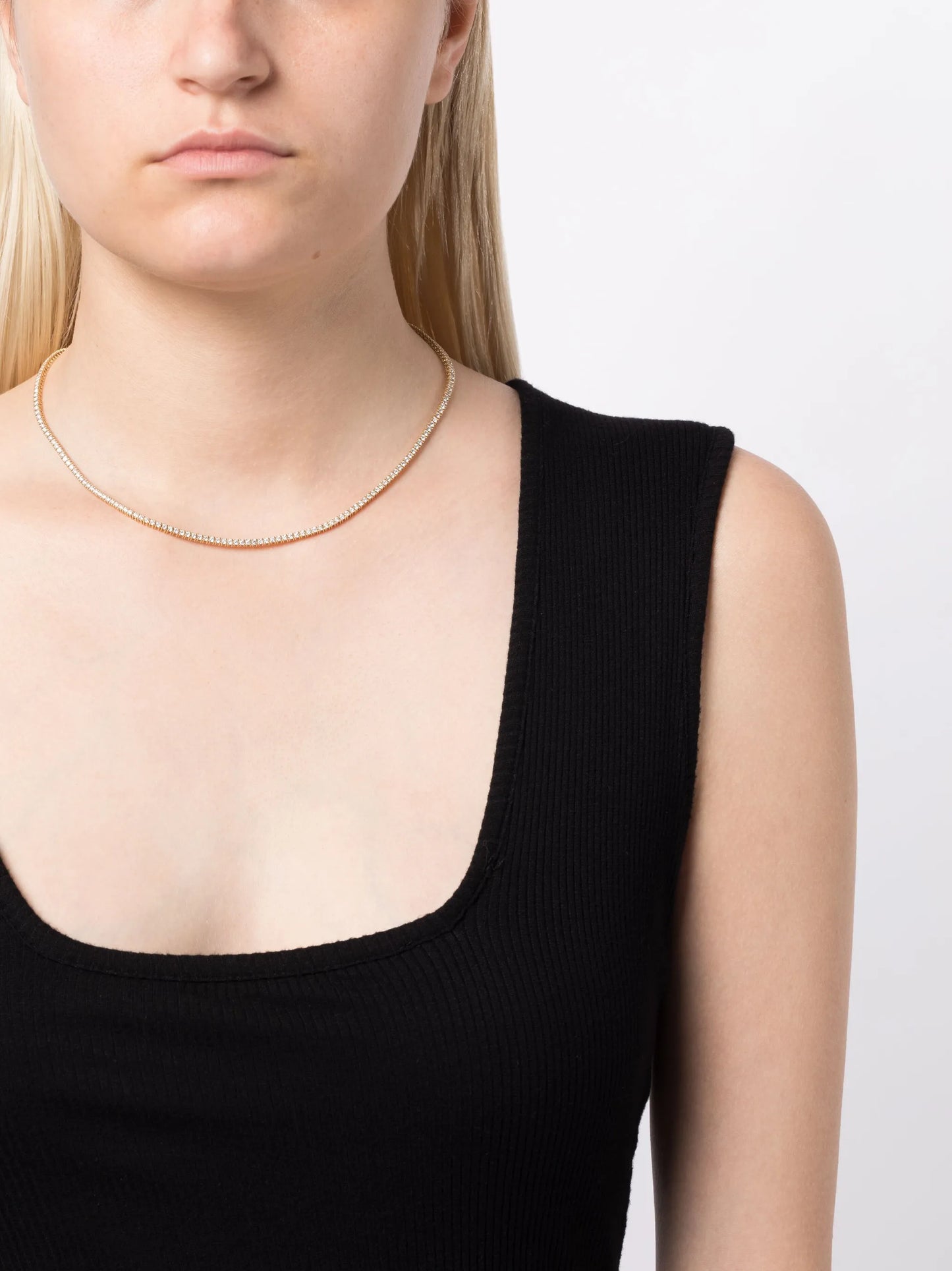 14kt yellow gold diamond tennis necklace