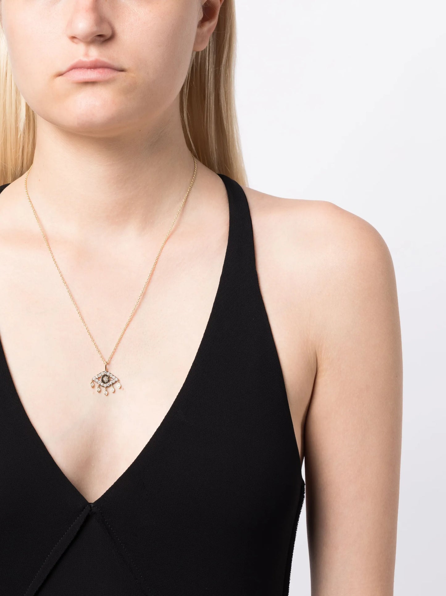 14kt yellow gold Evil Eye diamond necklace