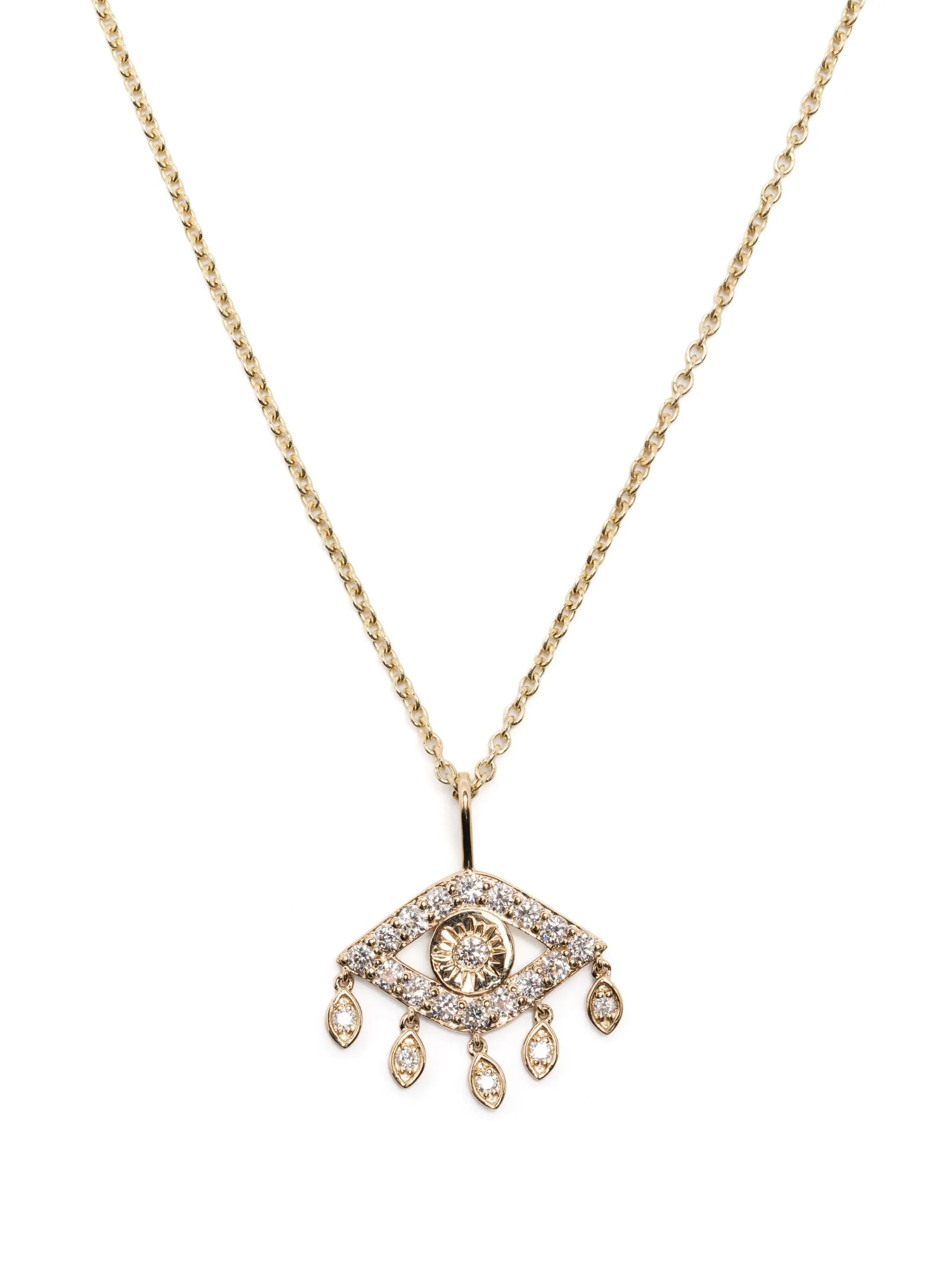 14kt yellow gold Evil Eye diamond necklace