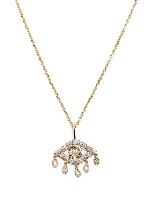 14kt yellow gold Evil Eye diamond necklace