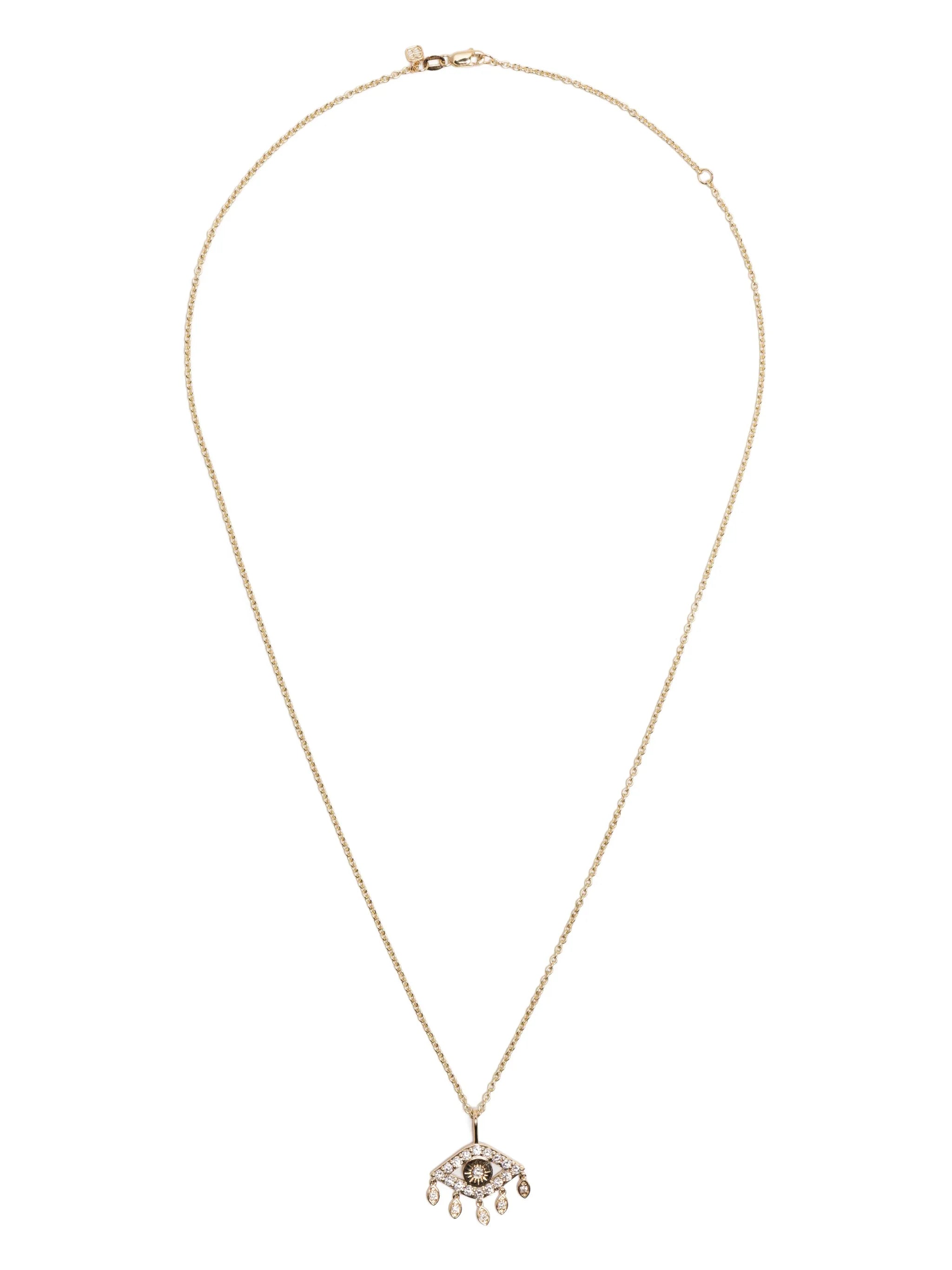 14kt yellow gold Evil Eye diamond necklace