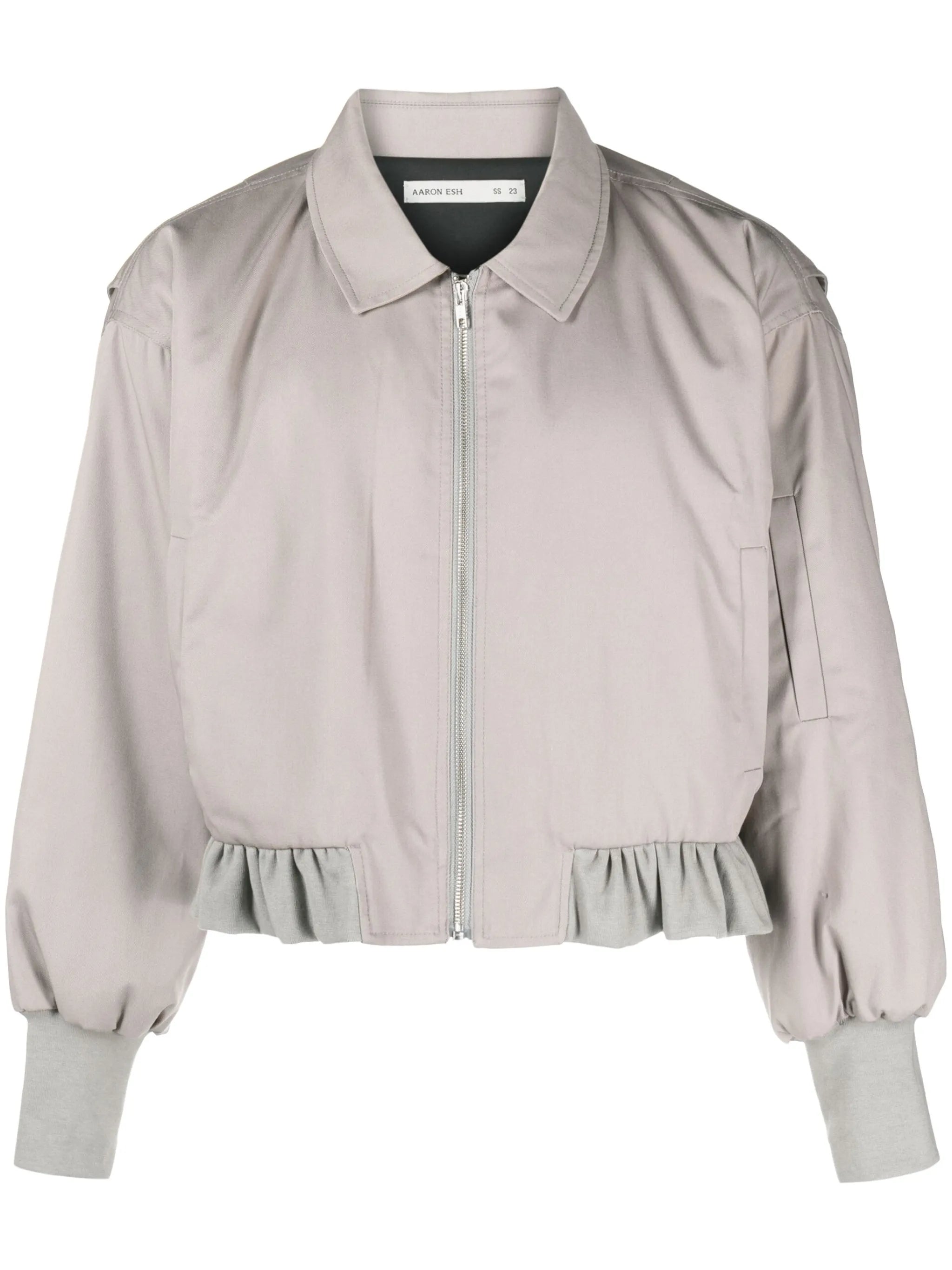 cropped ruffled-trim bomber jacket