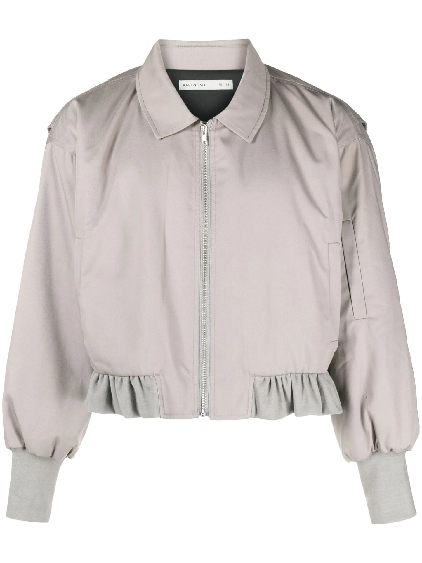 cropped ruffled-trim bomber jacket