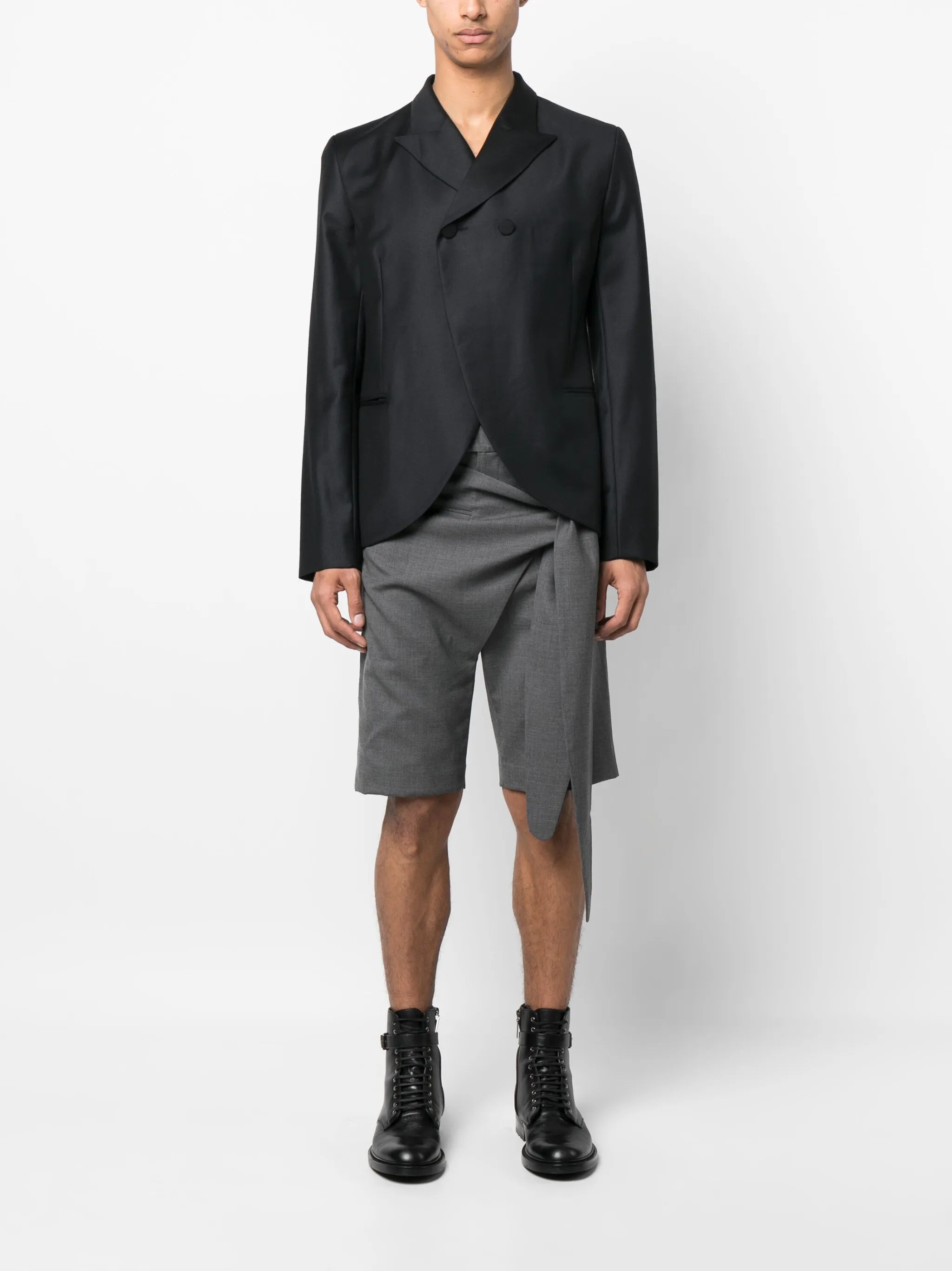 double-breasted cropped blazer