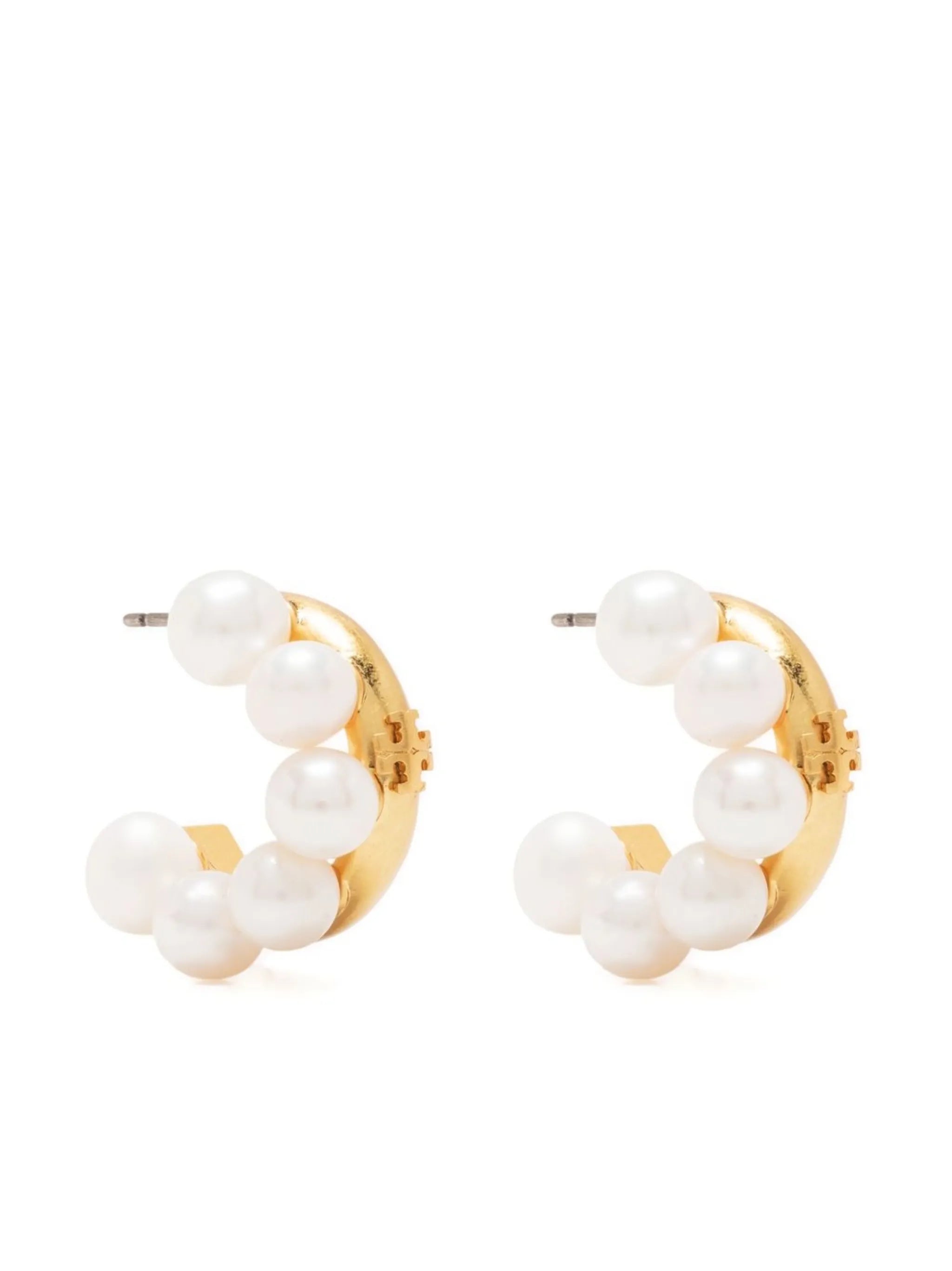 pearl-detail hoop earrings