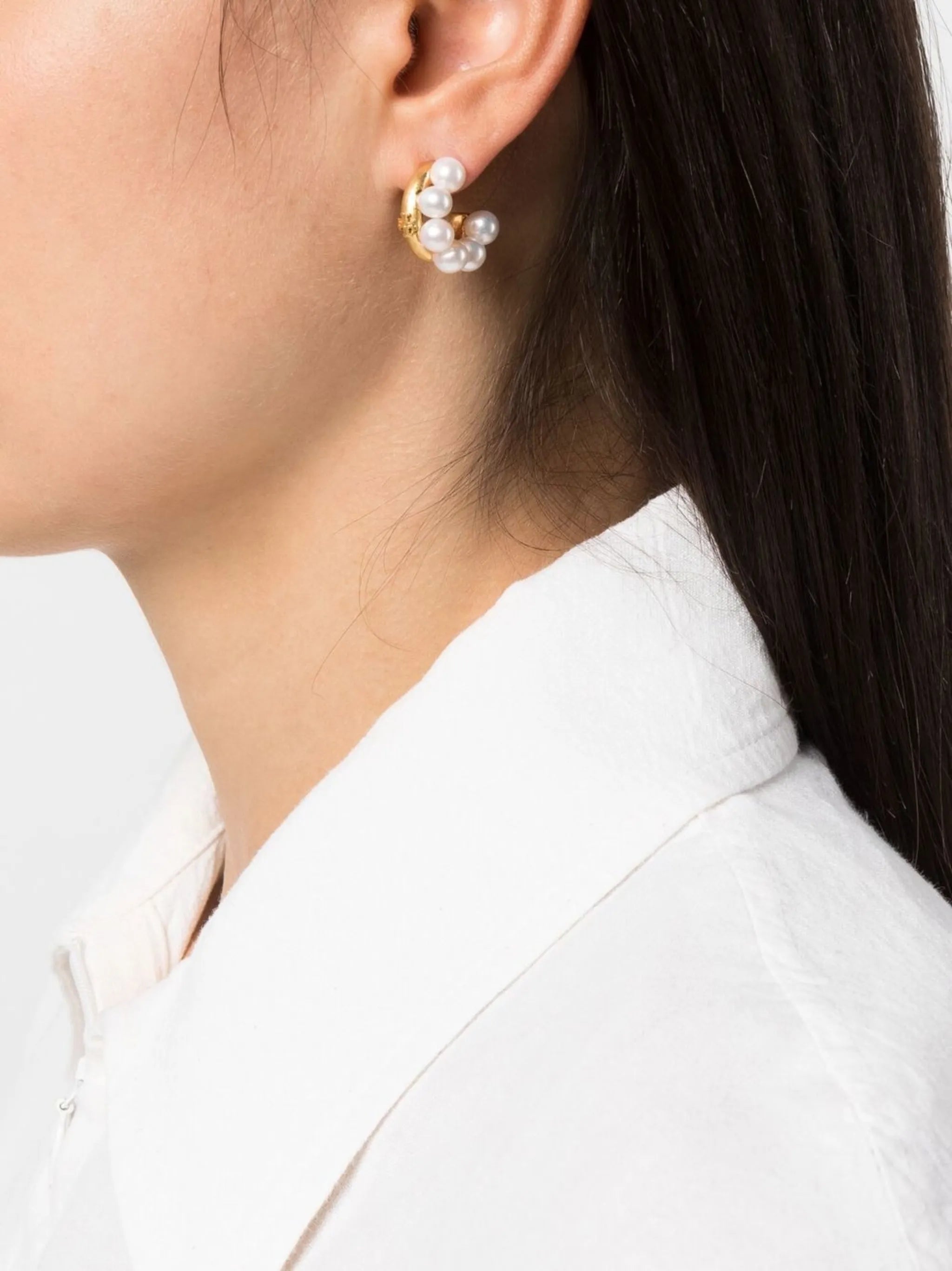 pearl-detail hoop earrings