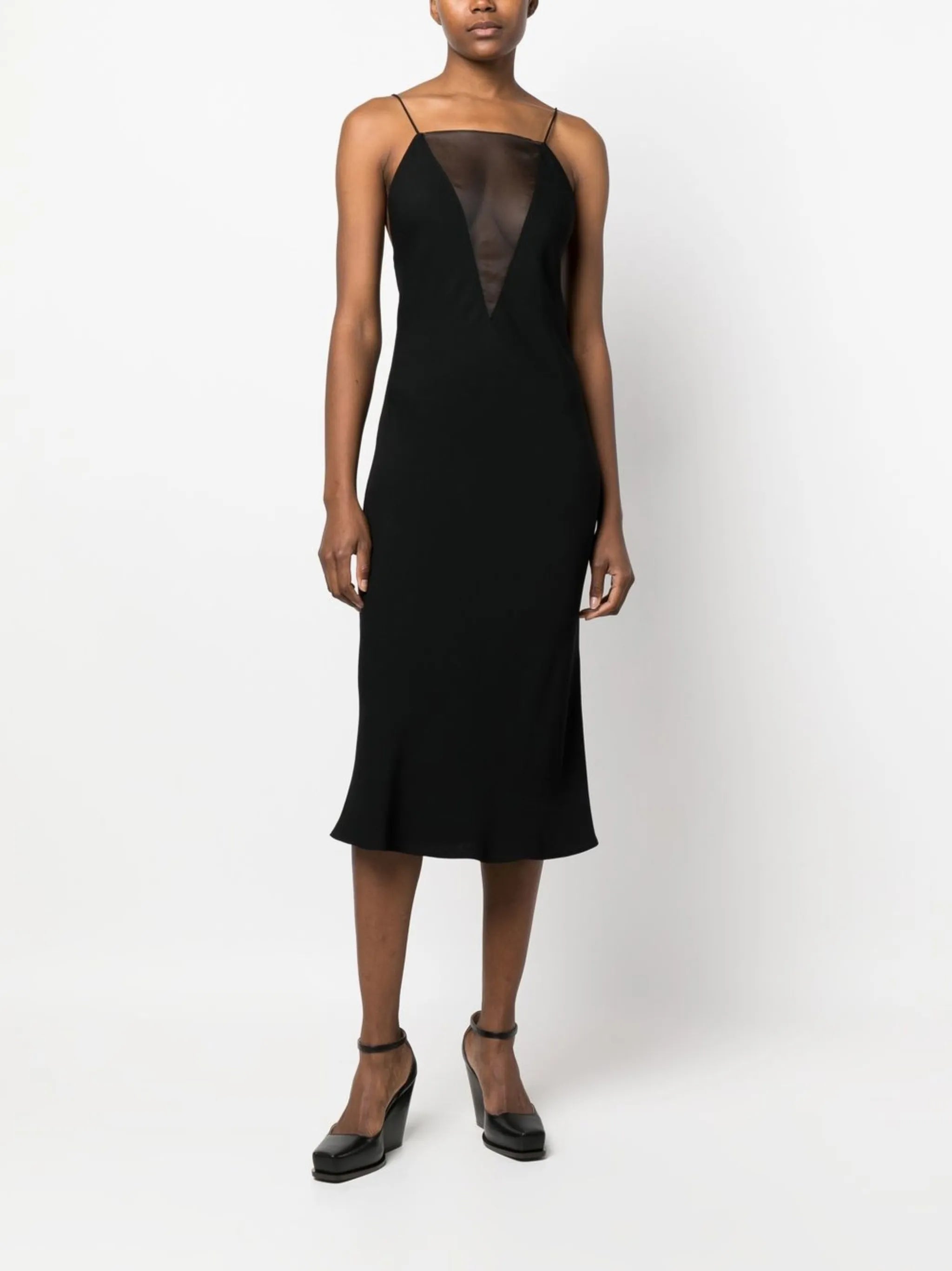 compact silk crepe midi dress