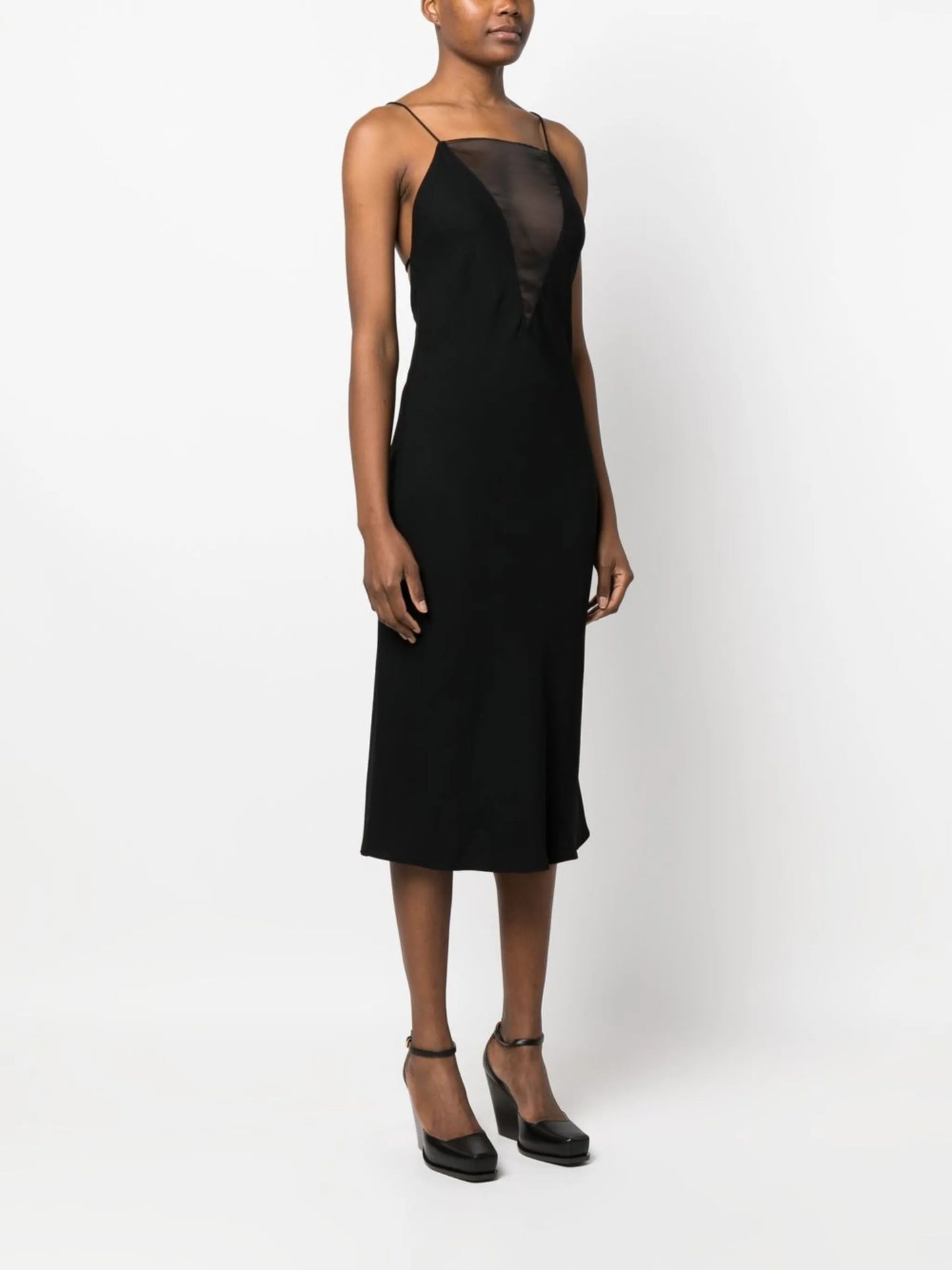 compact silk crepe midi dress