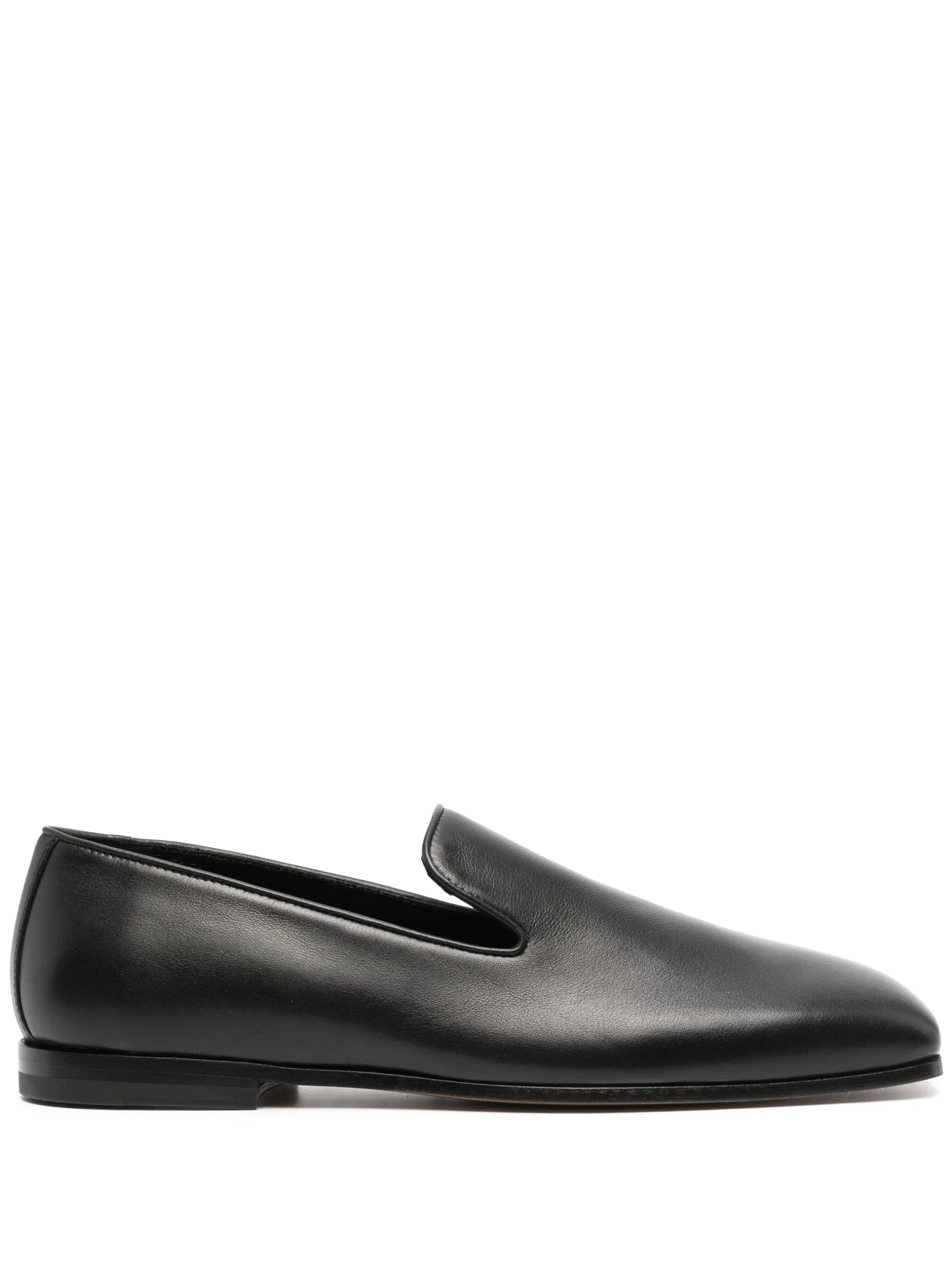square-toe leather loafers