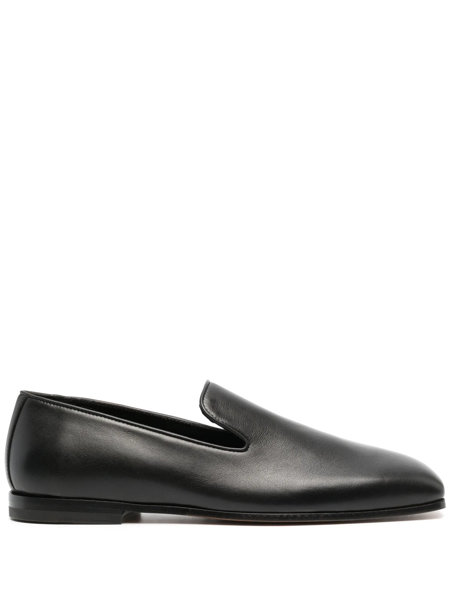 square-toe leather loafers