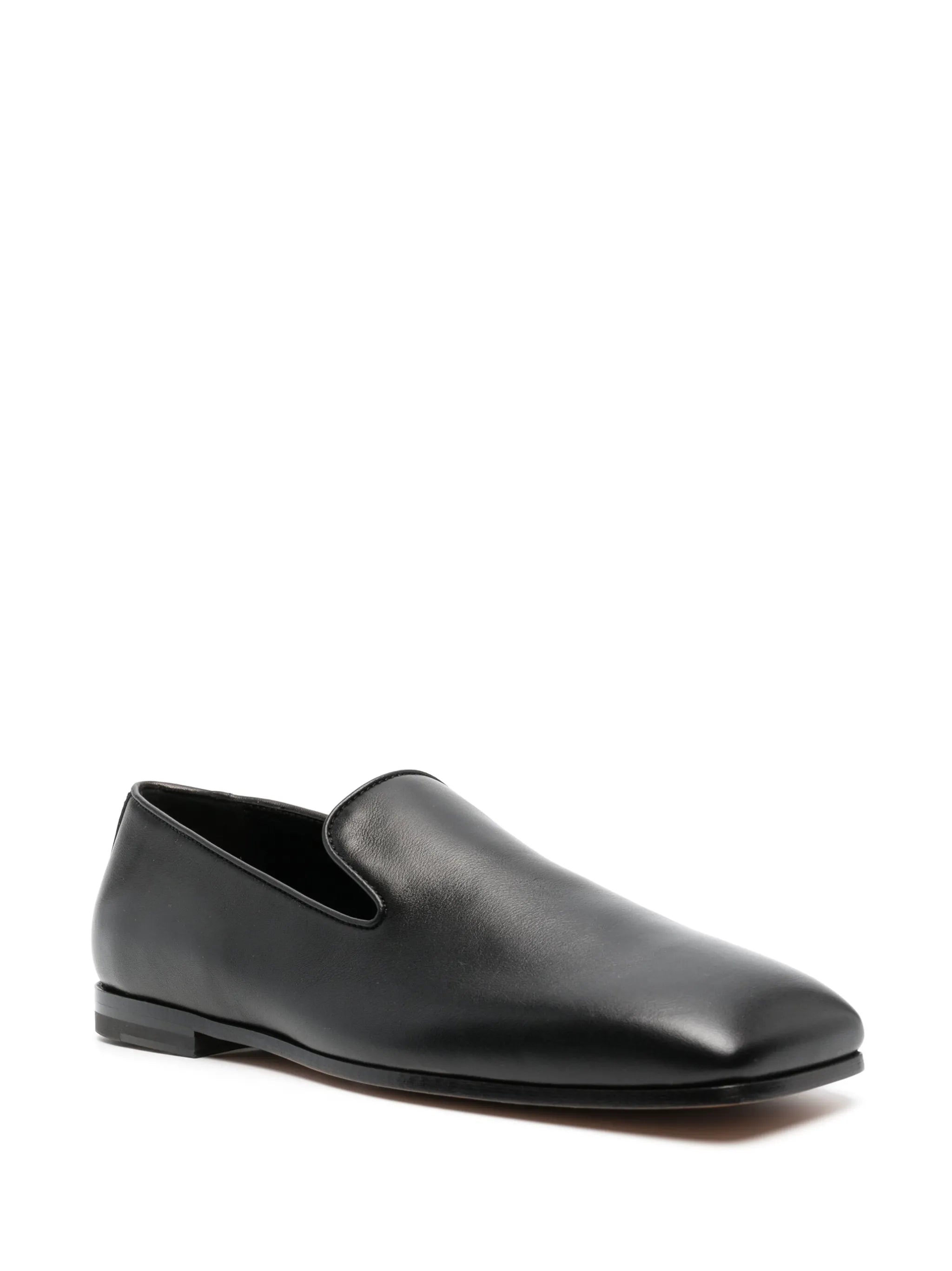 square-toe leather loafers