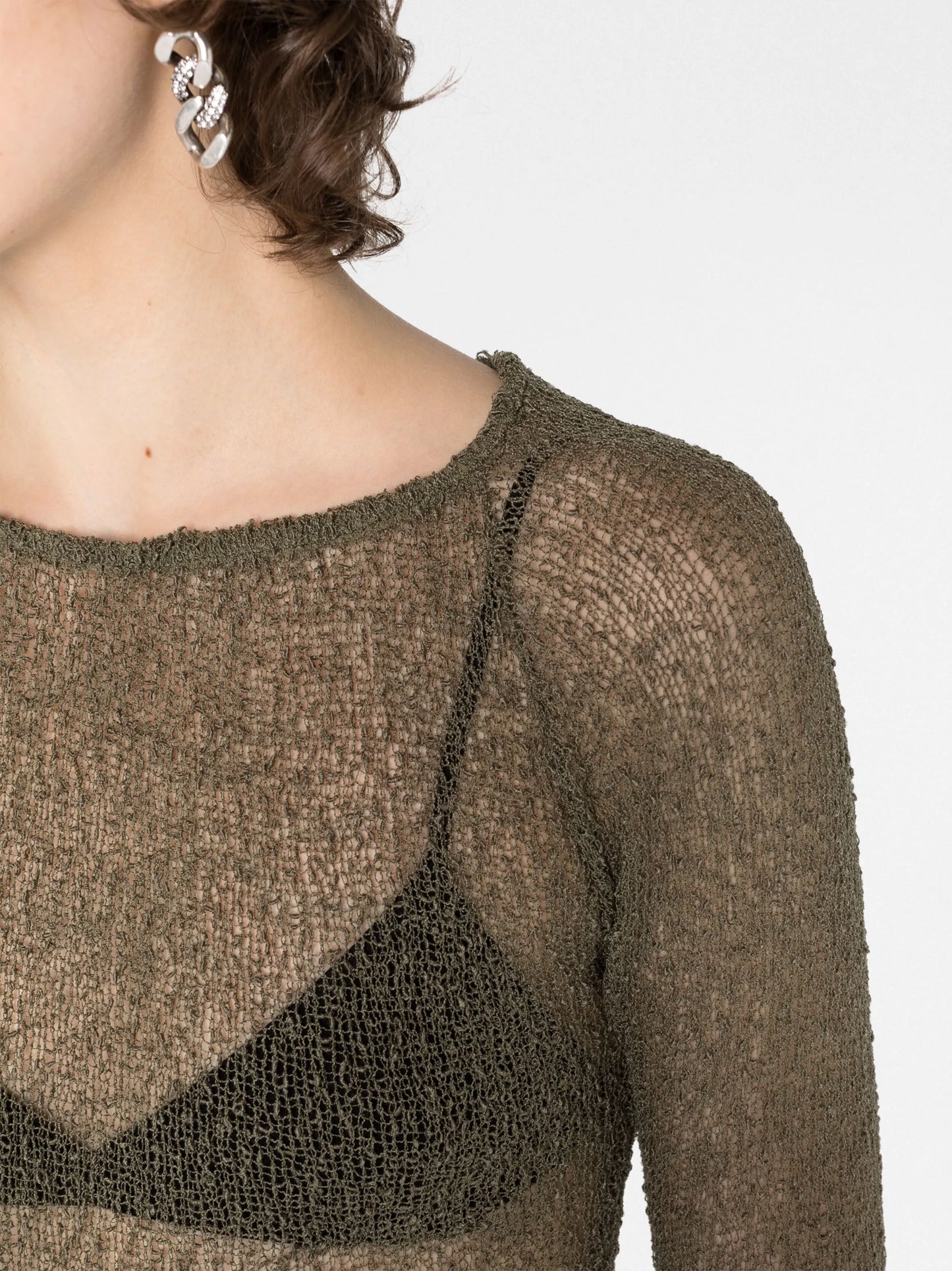 Beckie open-knit sheer top