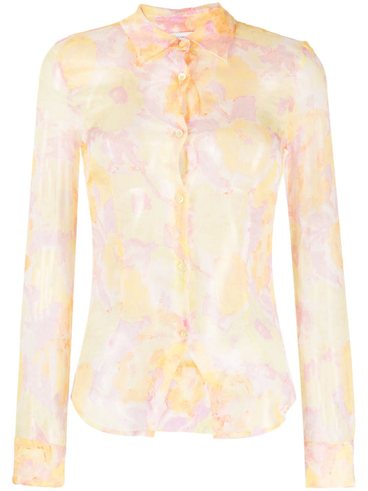abstract-print silk shirt